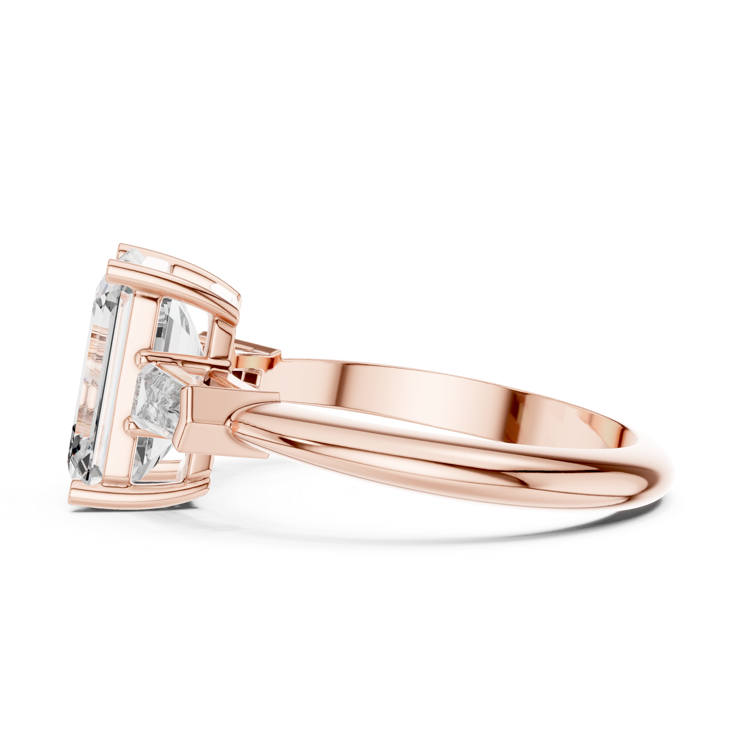 Emerald Cut Brilliant Moissanite Diamond VVS1 Eternity Engagement Ring