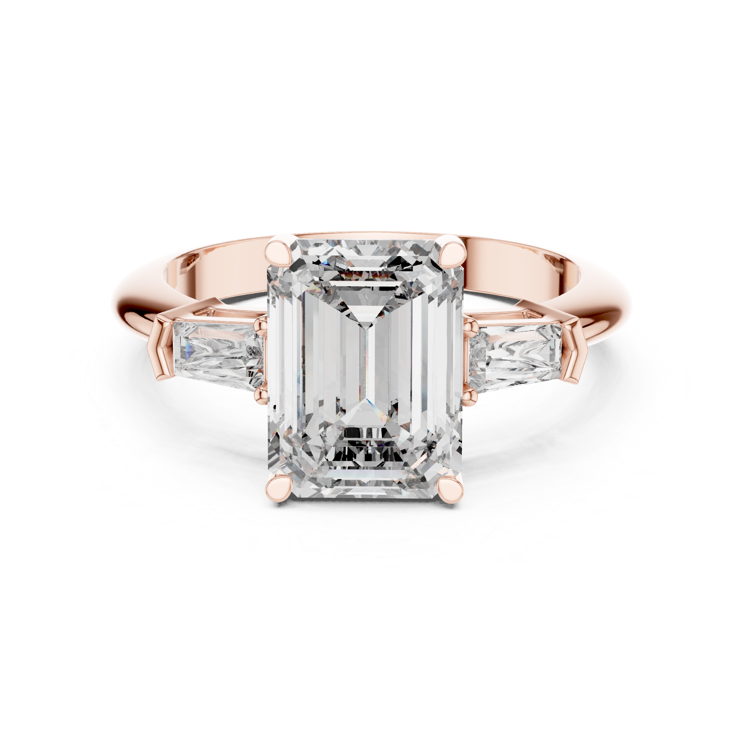 Emerald Cut Brilliant Moissanite Diamond VVS1 Eternity Engagement Ring