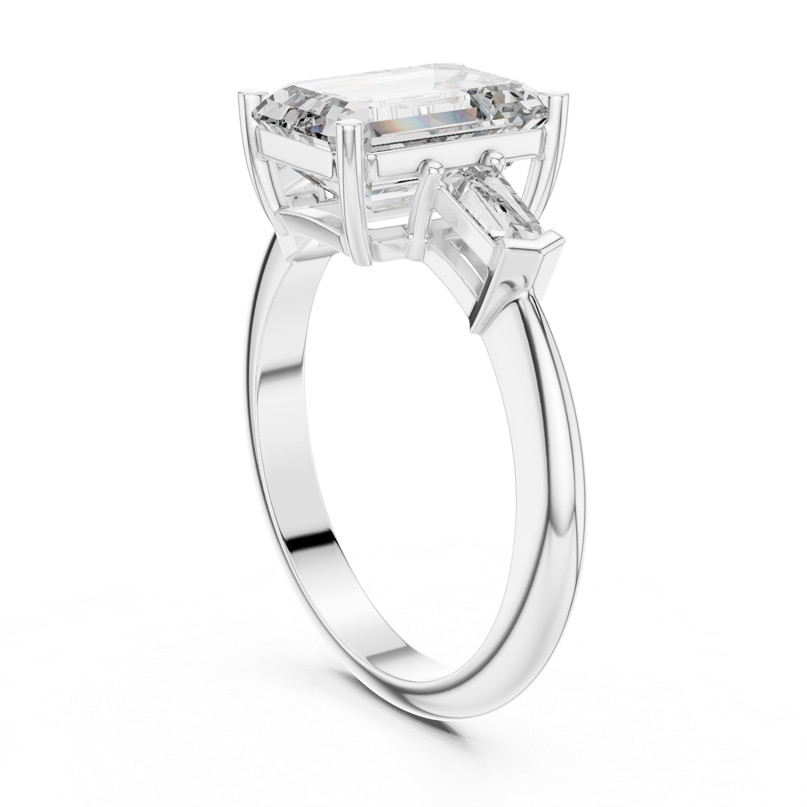 Emerald Cut Brilliant Moissanite Diamond VVS1 Eternity Engagement Ring