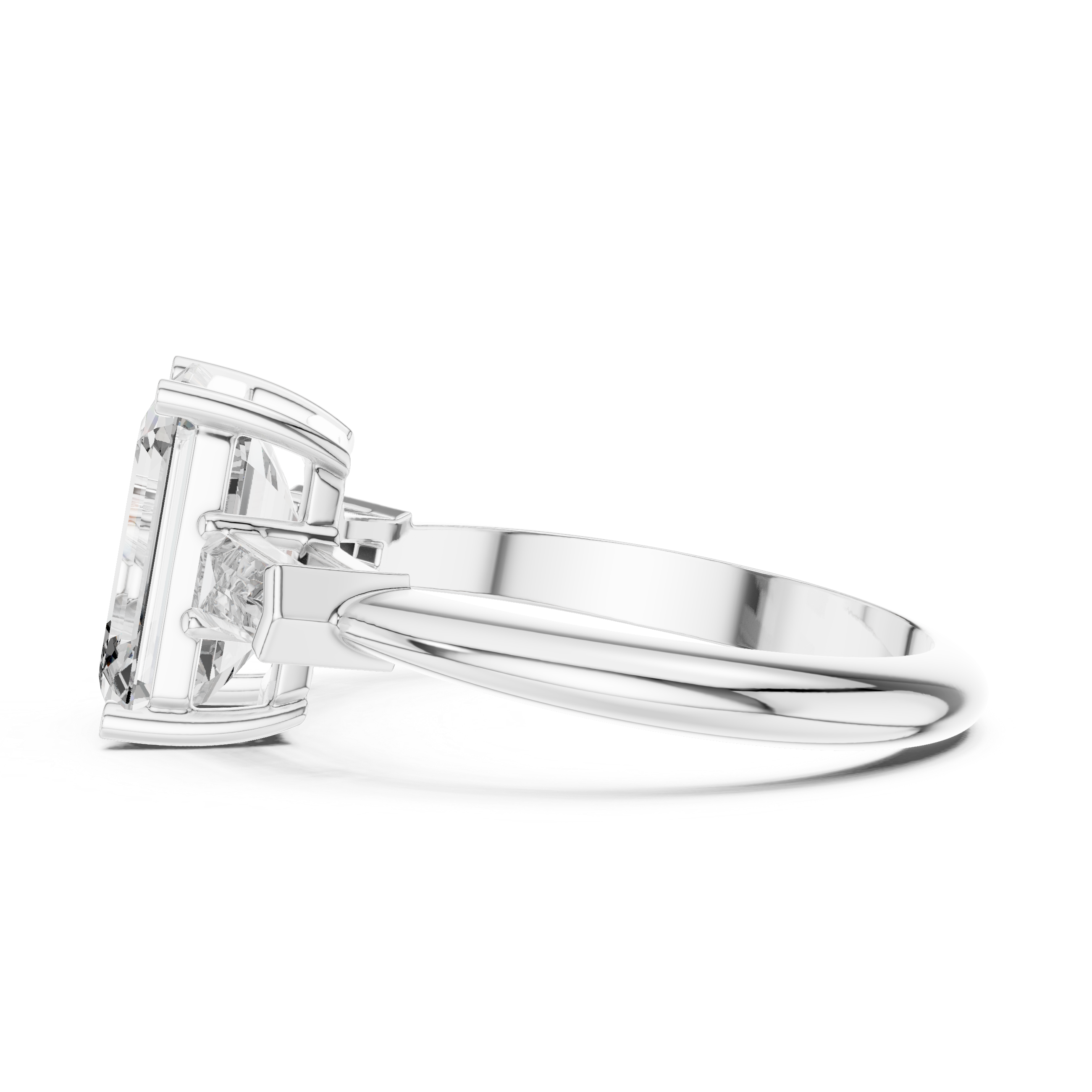 Emerald Cut Brilliant Moissanite Diamond VVS1 Eternity Engagement Ring