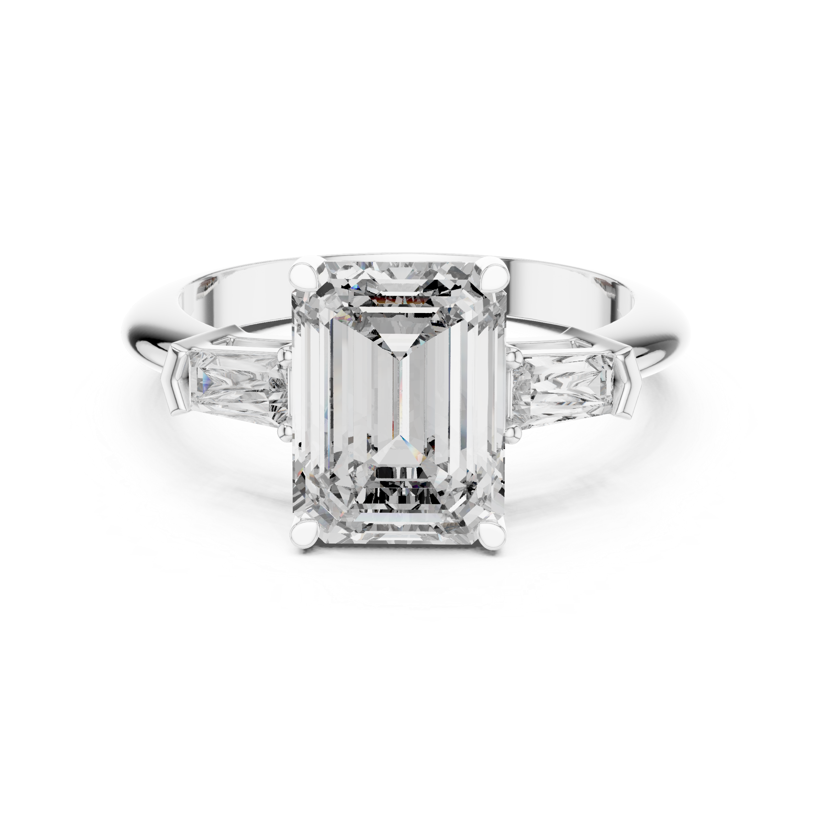 Emerald Cut Brilliant Moissanite Diamond VVS1 Eternity Engagement Ring