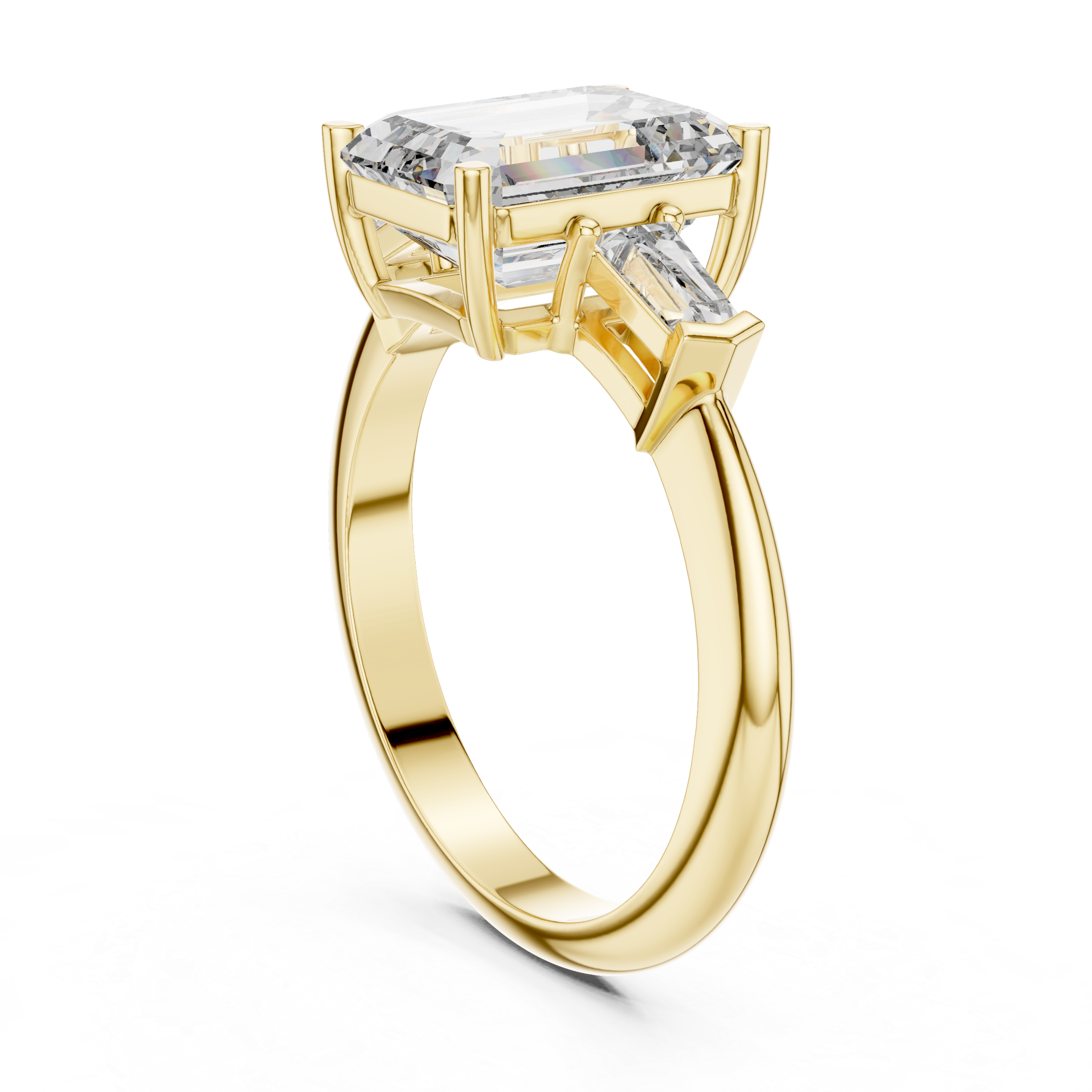 Emerald Cut Brilliant Moissanite Diamond VVS1 Eternity Engagement Ring