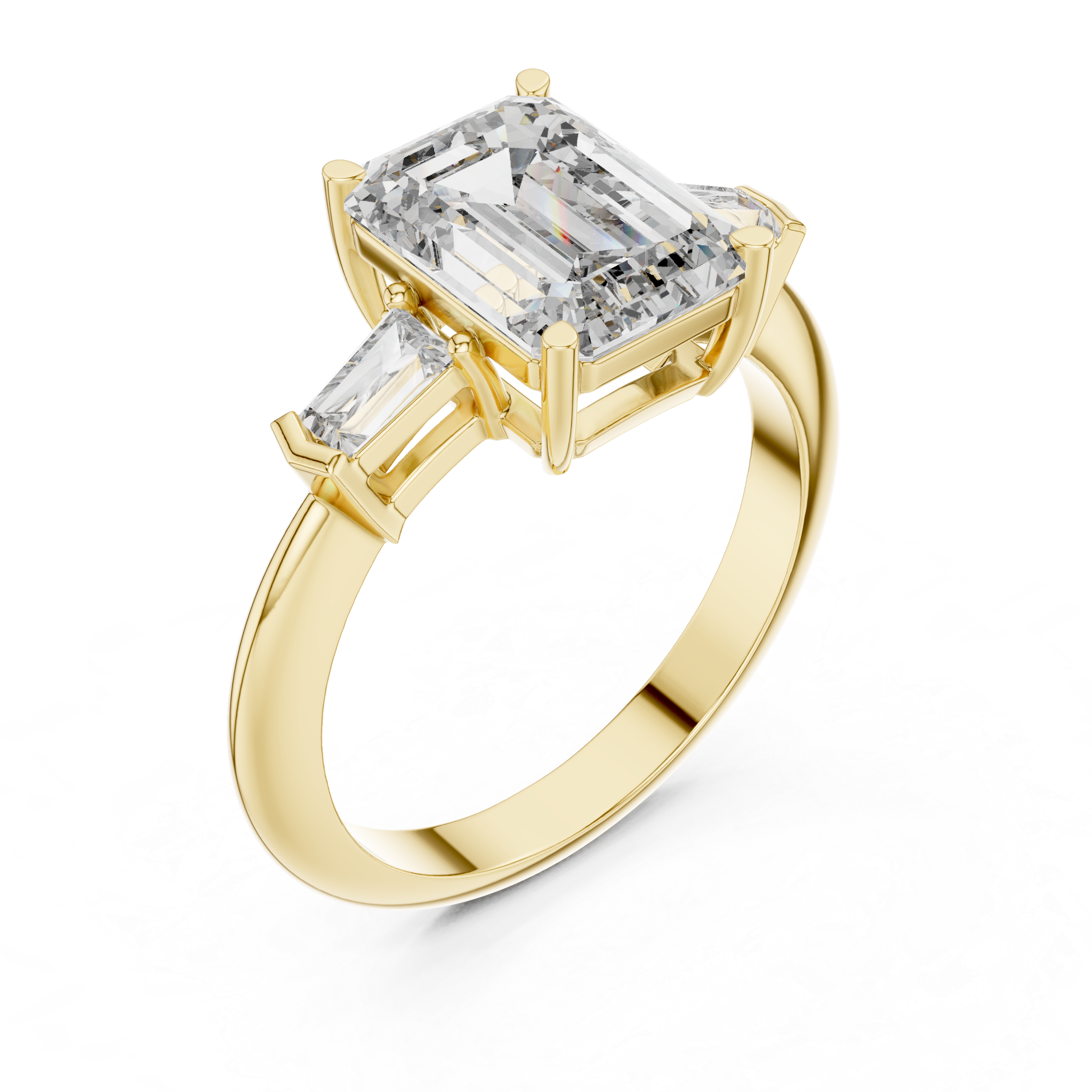Emerald Cut Brilliant Moissanite Diamond VVS1 Eternity Engagement Ring