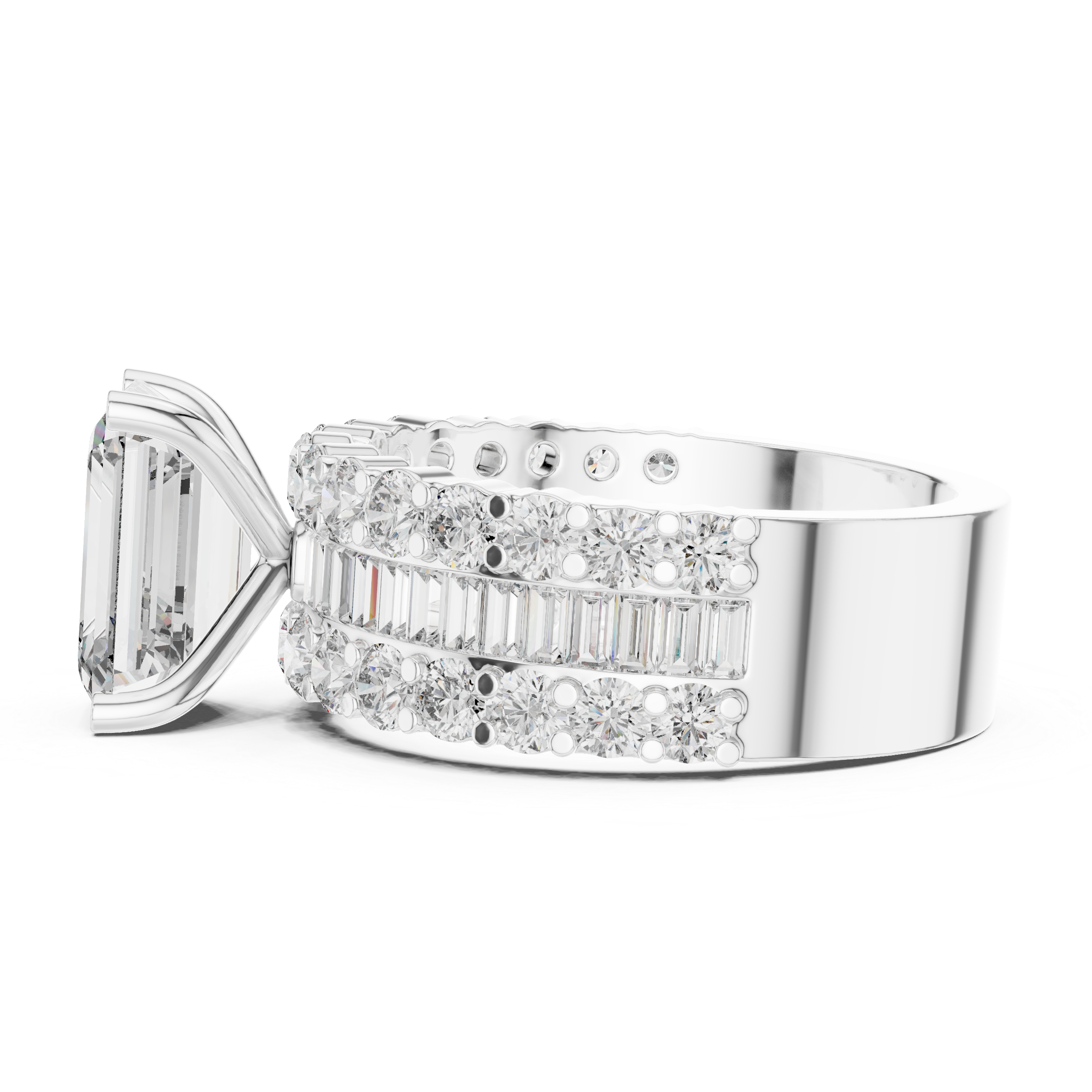 Emerald Brilliant Moissanite Diamond VVS1 Eternity Engagement Ring