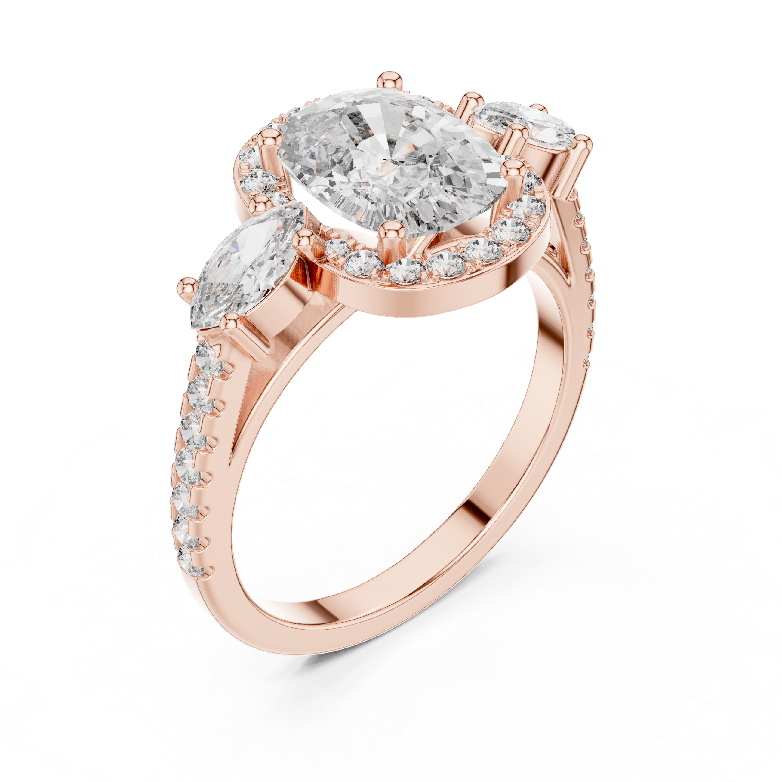 Oval & Marquise Brilliant Moissanite Diamond VVS1 Eternity Engagement Ring