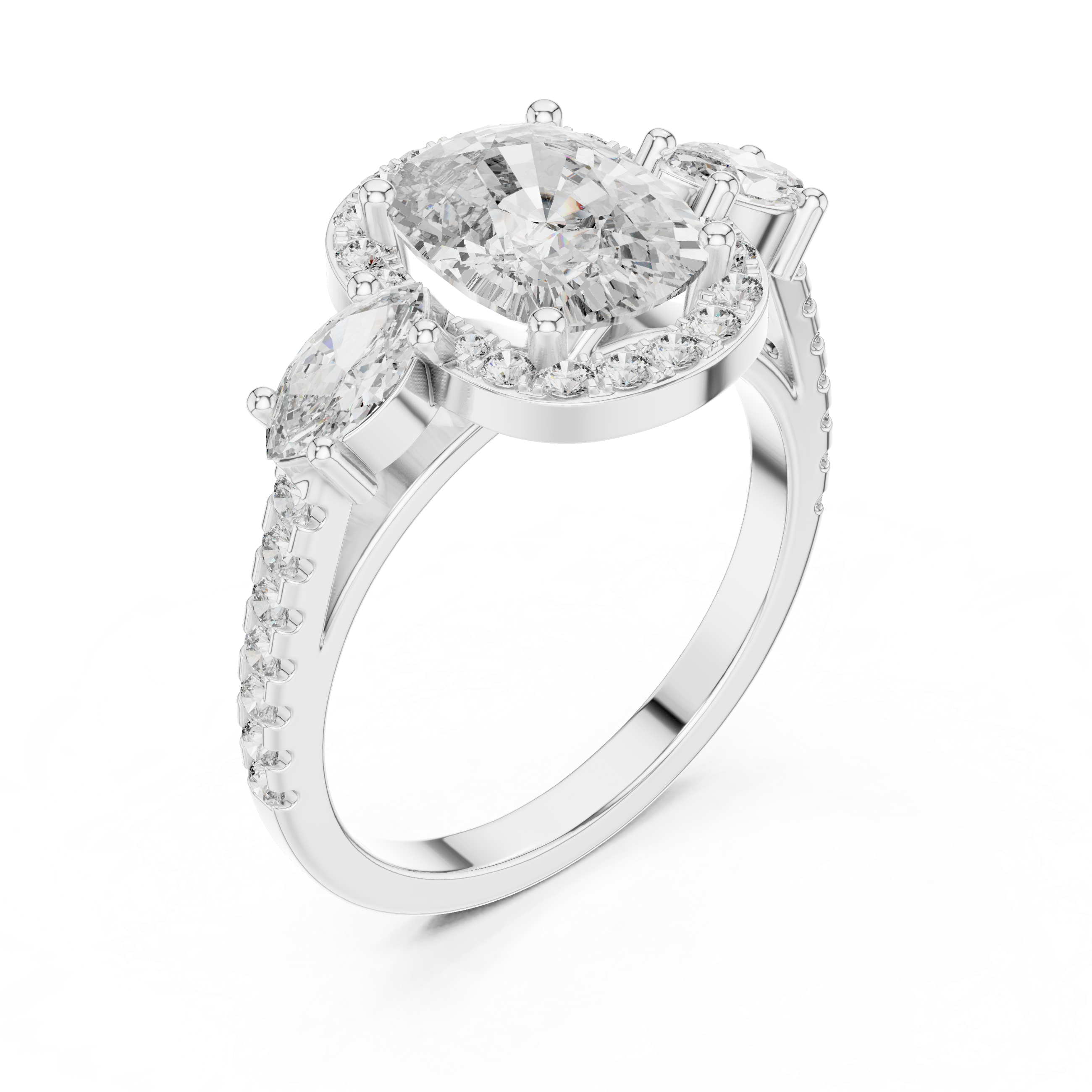 Oval & Marquise Brilliant Moissanite Diamond VVS1 Eternity Engagement Ring