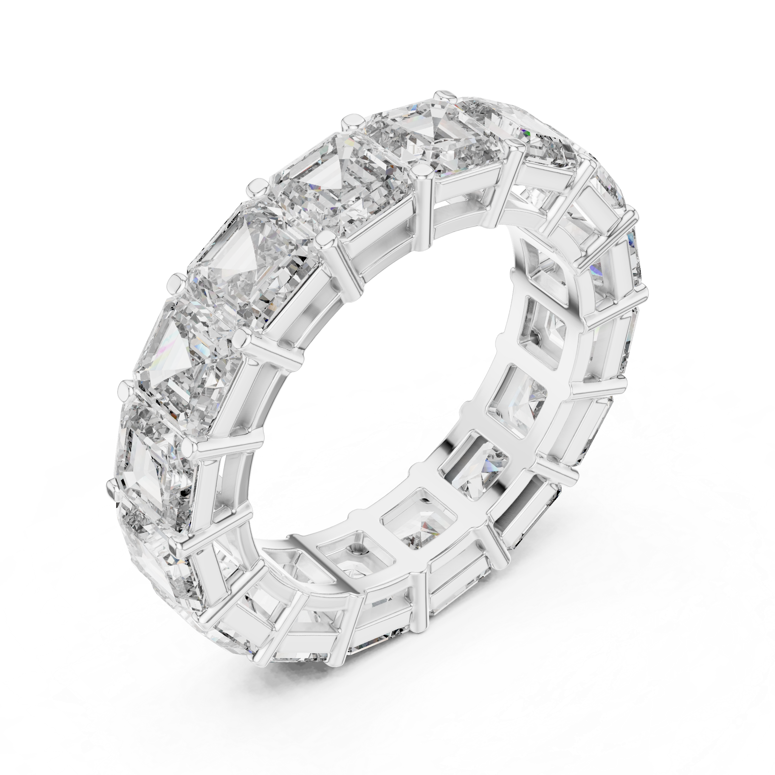 Asscher Cut Brilliant Moissanite Diamond VVS1 Eternity Band