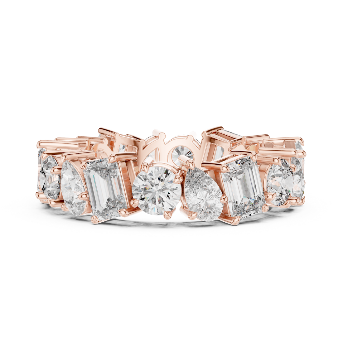 Emerald, Pear & Round Cut Brilliant Moissanite Diamond VVS1 Eternity Band