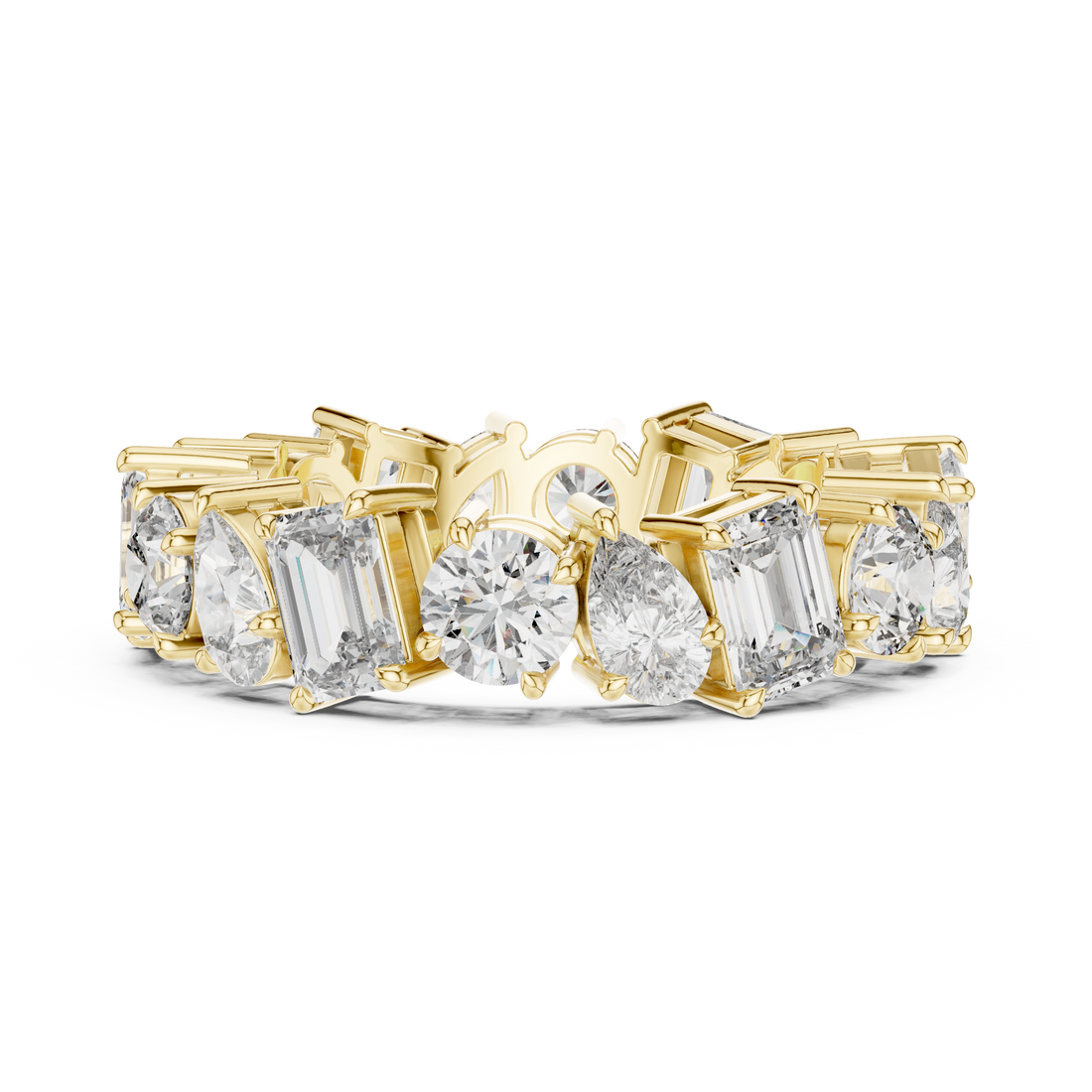 Emerald, Pear & Round Cut Brilliant Moissanite Diamond VVS1 Eternity Band
