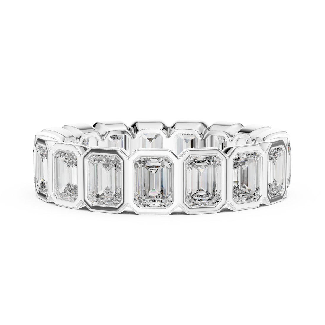 Emerald Cut Brilliant Moissanite Diamond VVS1 Eternity Band