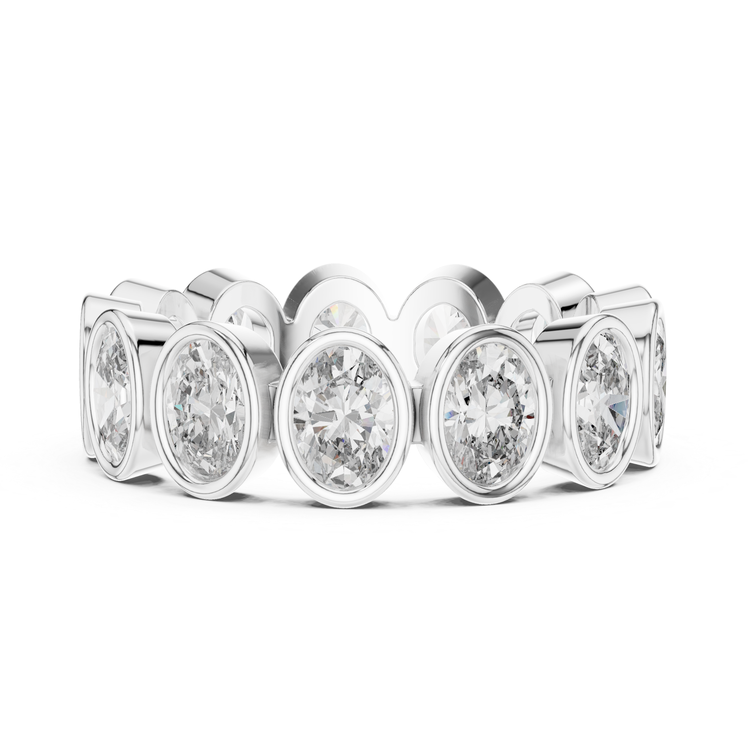 Oval Cut Brilliant Moissanite Diamond VVS1 Eternity Band
