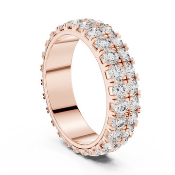 Triple Row Round Brilliant Moissanite Diamond VVS1 Eternity Band