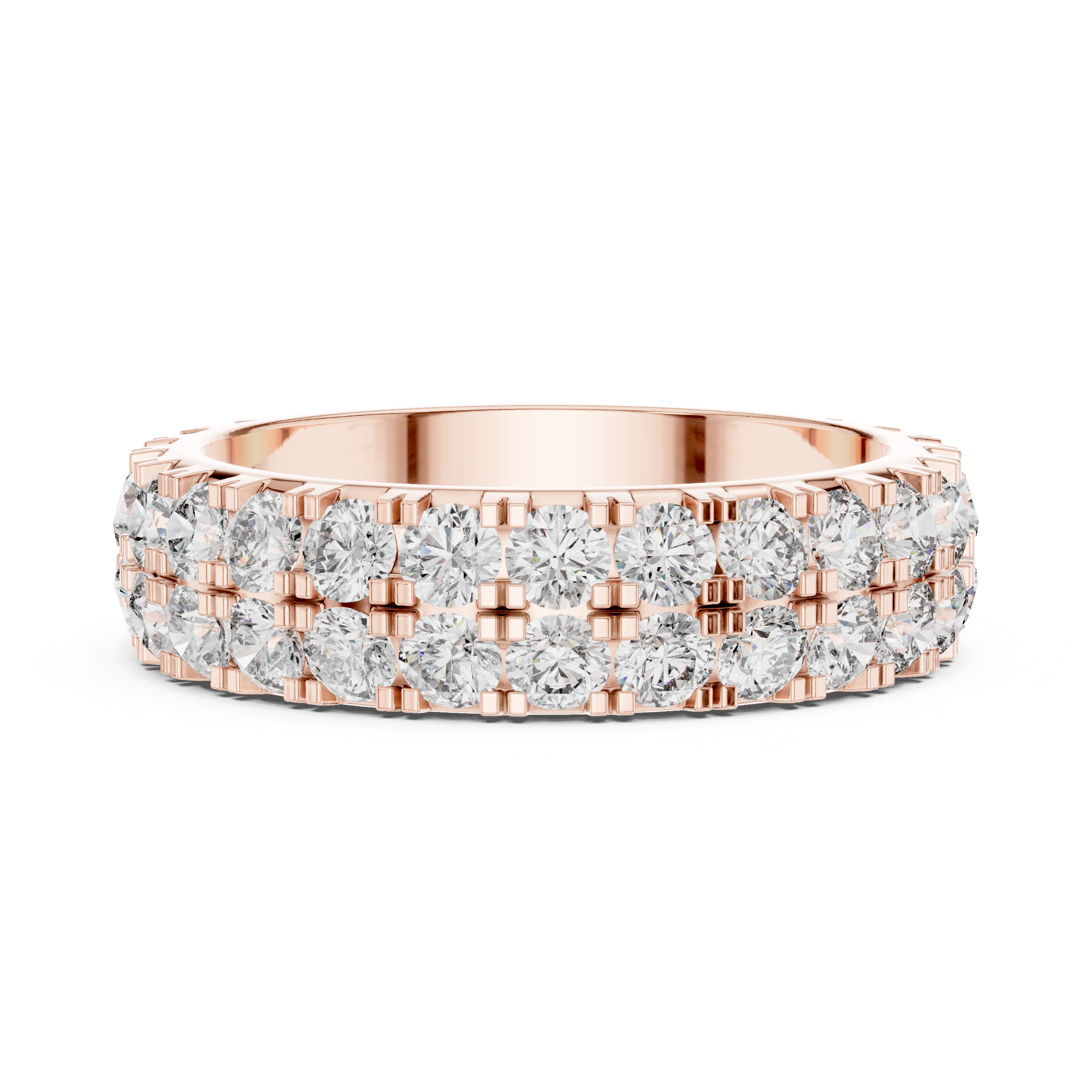 Triple Row Round Brilliant Moissanite Diamond VVS1 Eternity Band