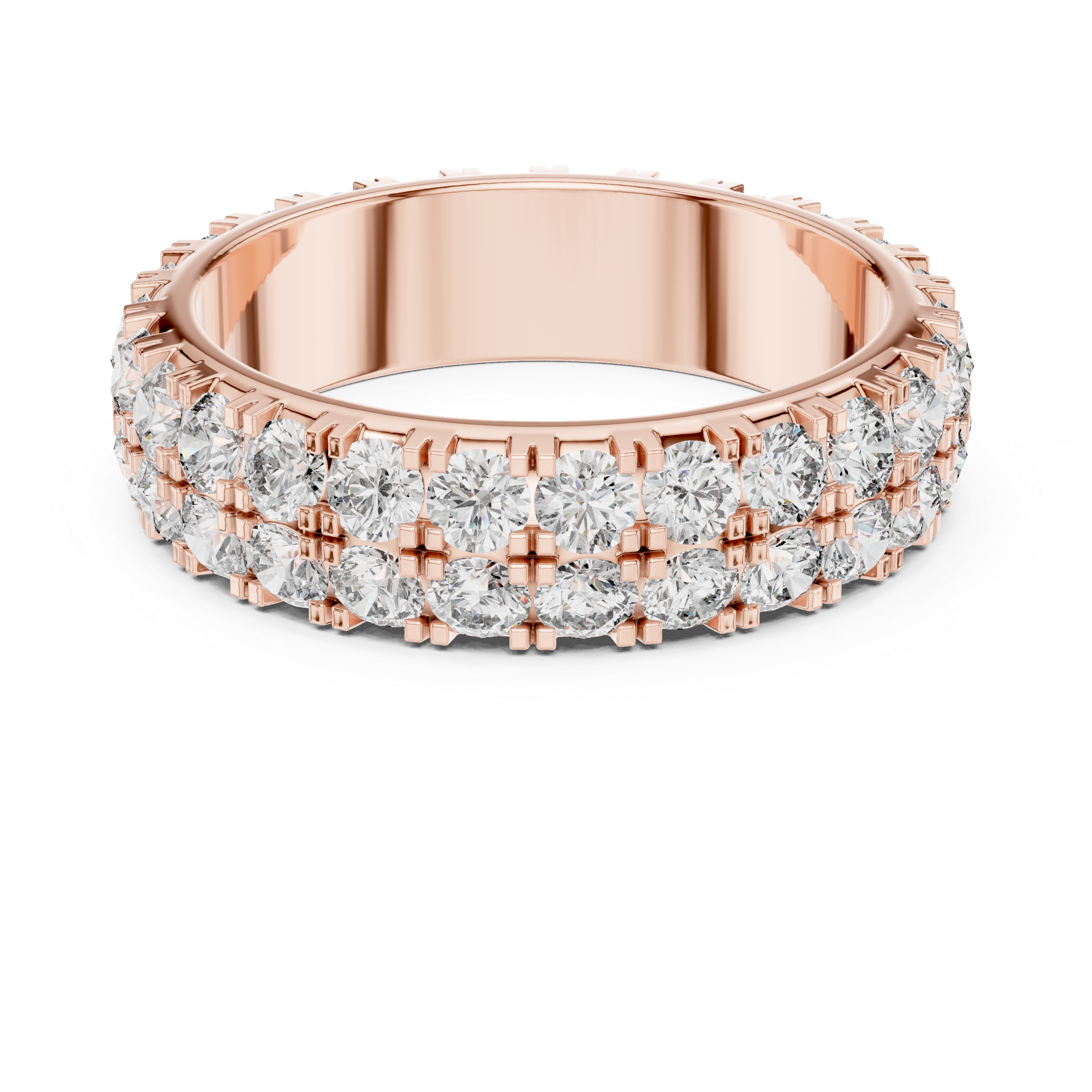 Triple Row Round Brilliant Moissanite Diamond VVS1 Eternity Band