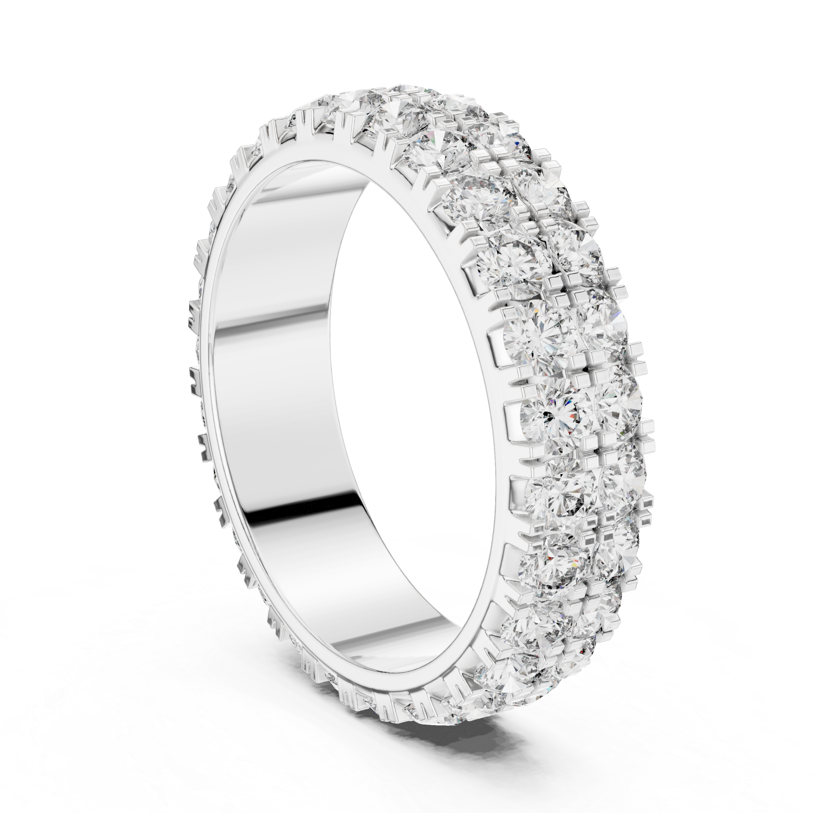 Triple Row Round Brilliant Moissanite Diamond VVS1 Eternity Band