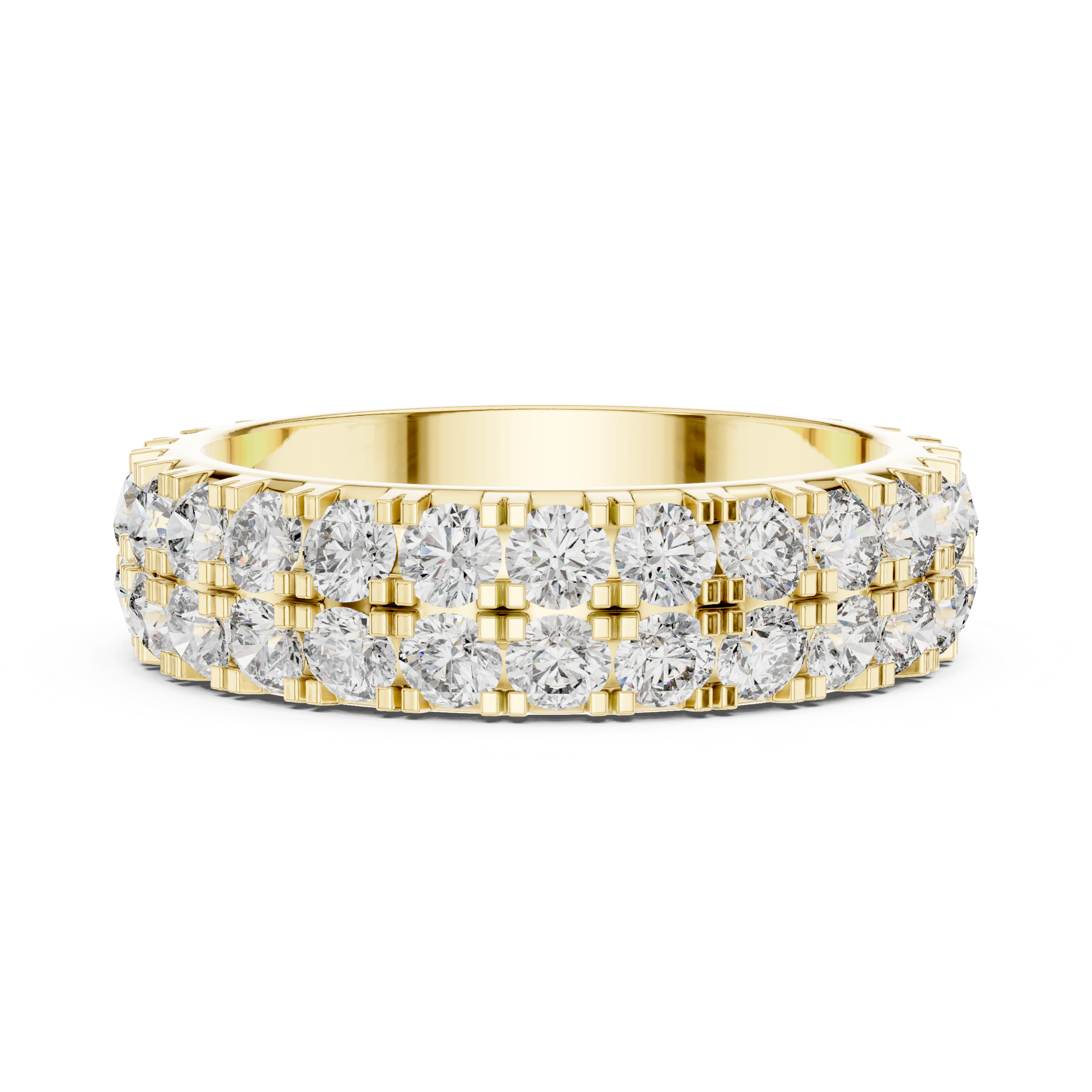 Triple Row Round Brilliant Moissanite Diamond VVS1 Eternity Band