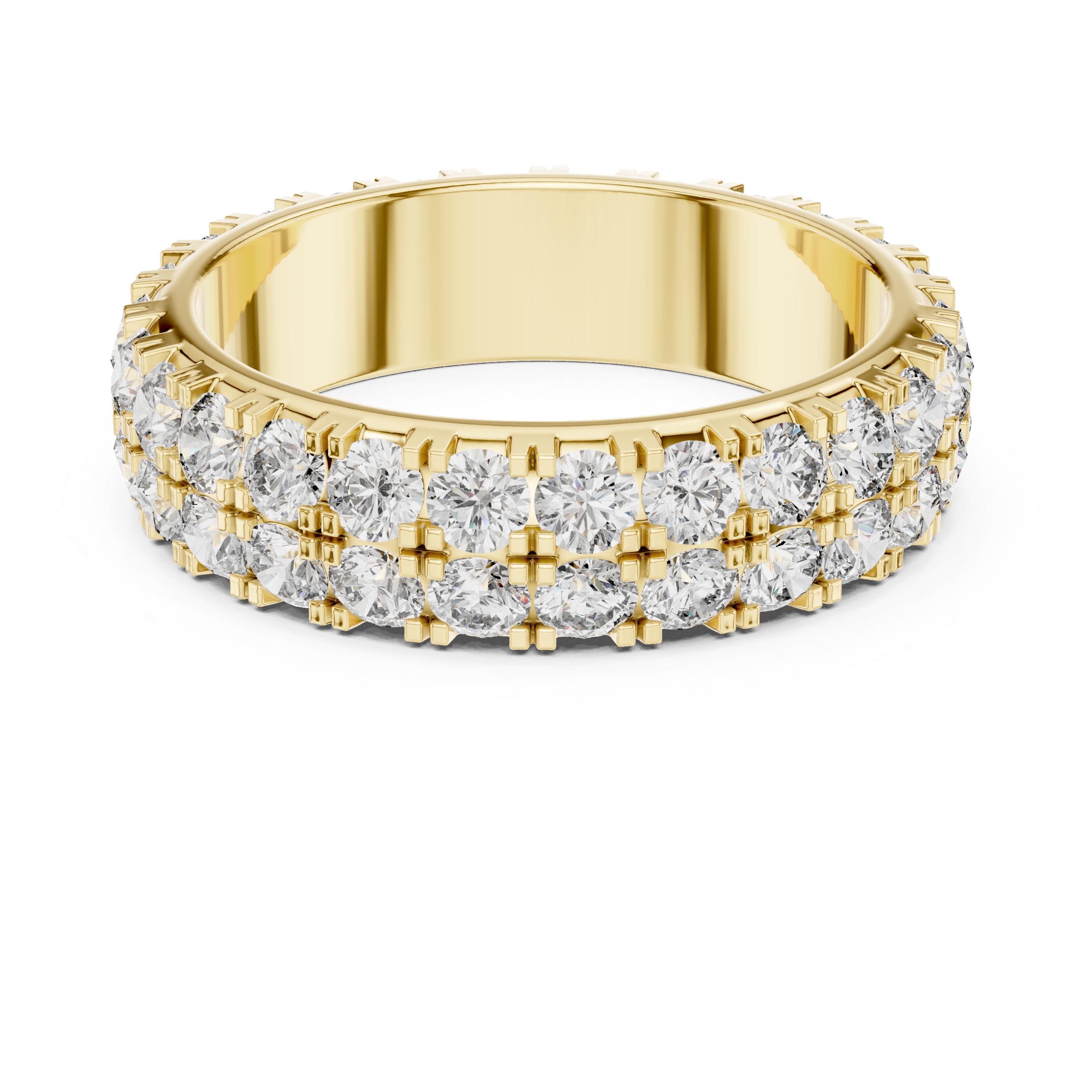 Triple Row Round Brilliant Moissanite Diamond VVS1 Eternity Band
