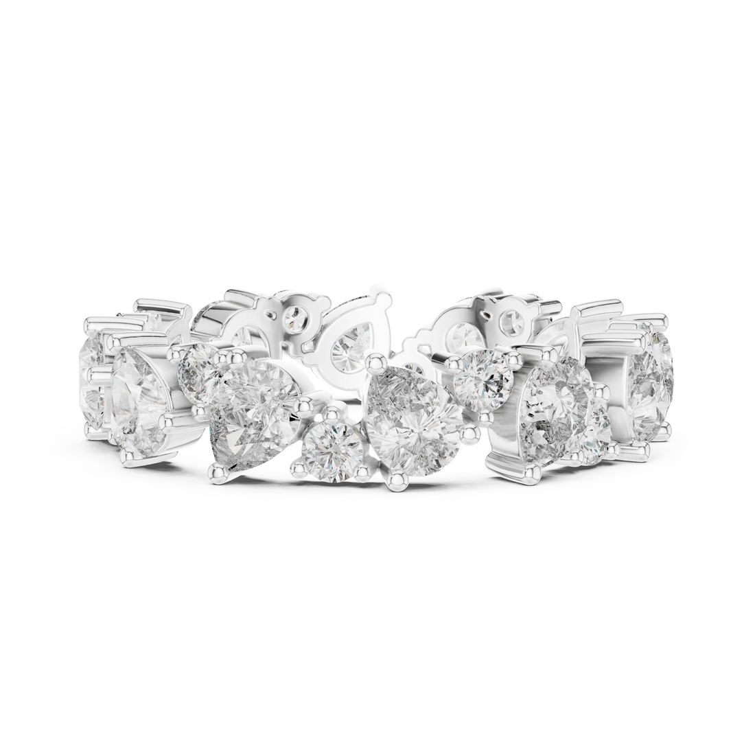 Pear Cut & Round Brilliant Moissanite Diamond VVS1 Eternity Band