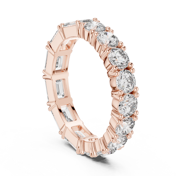 Emerald Cut & Round Brilliant Moissanite Diamond VVS1 Eternity Band