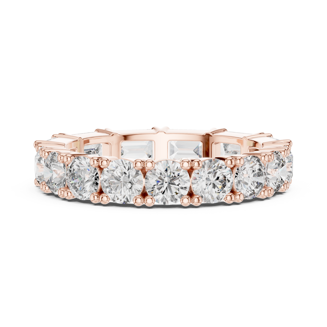 Emerald Cut & Round Brilliant Moissanite Diamond VVS1 Eternity Band