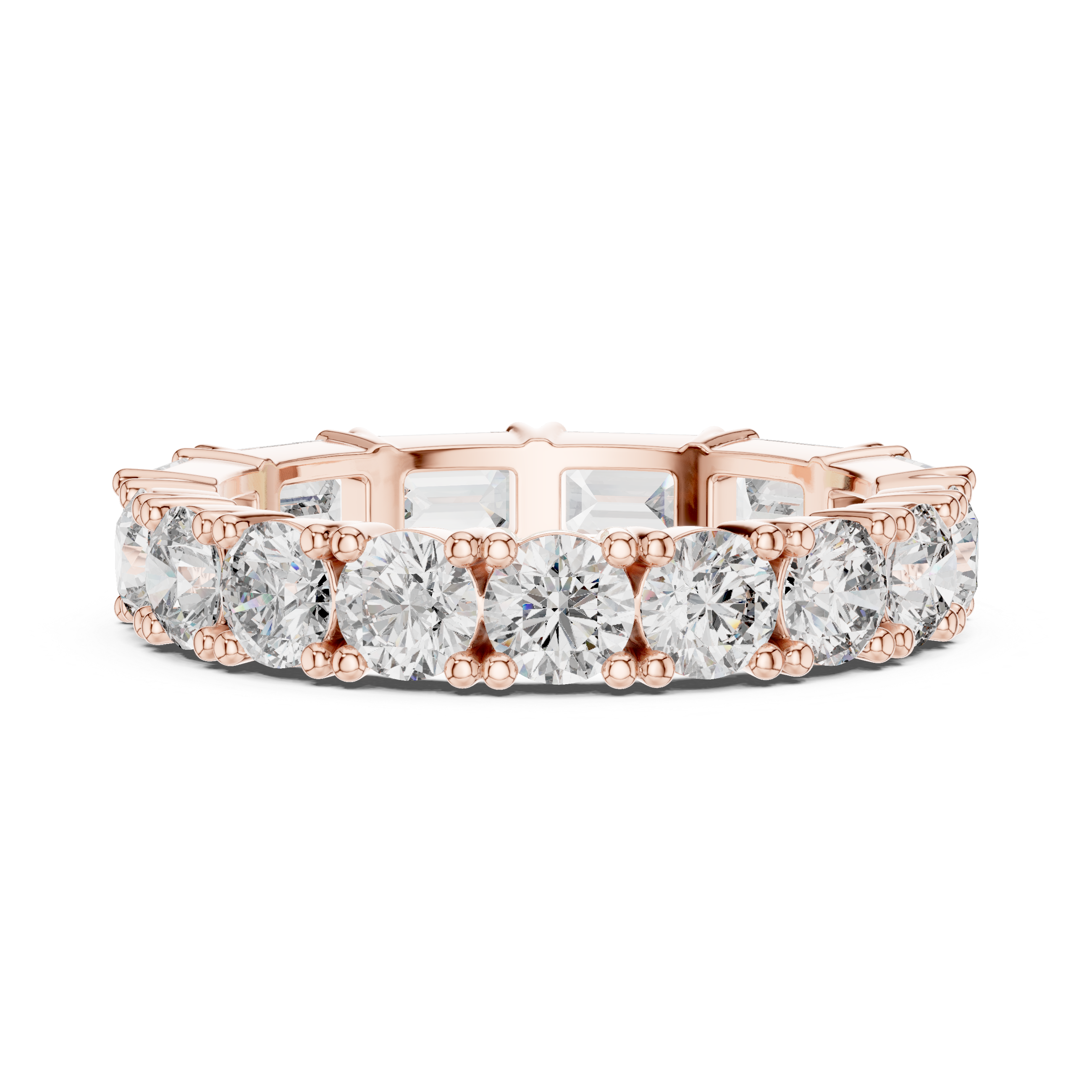 Emerald Cut & Round Brilliant Moissanite Diamond VVS1 Eternity Band