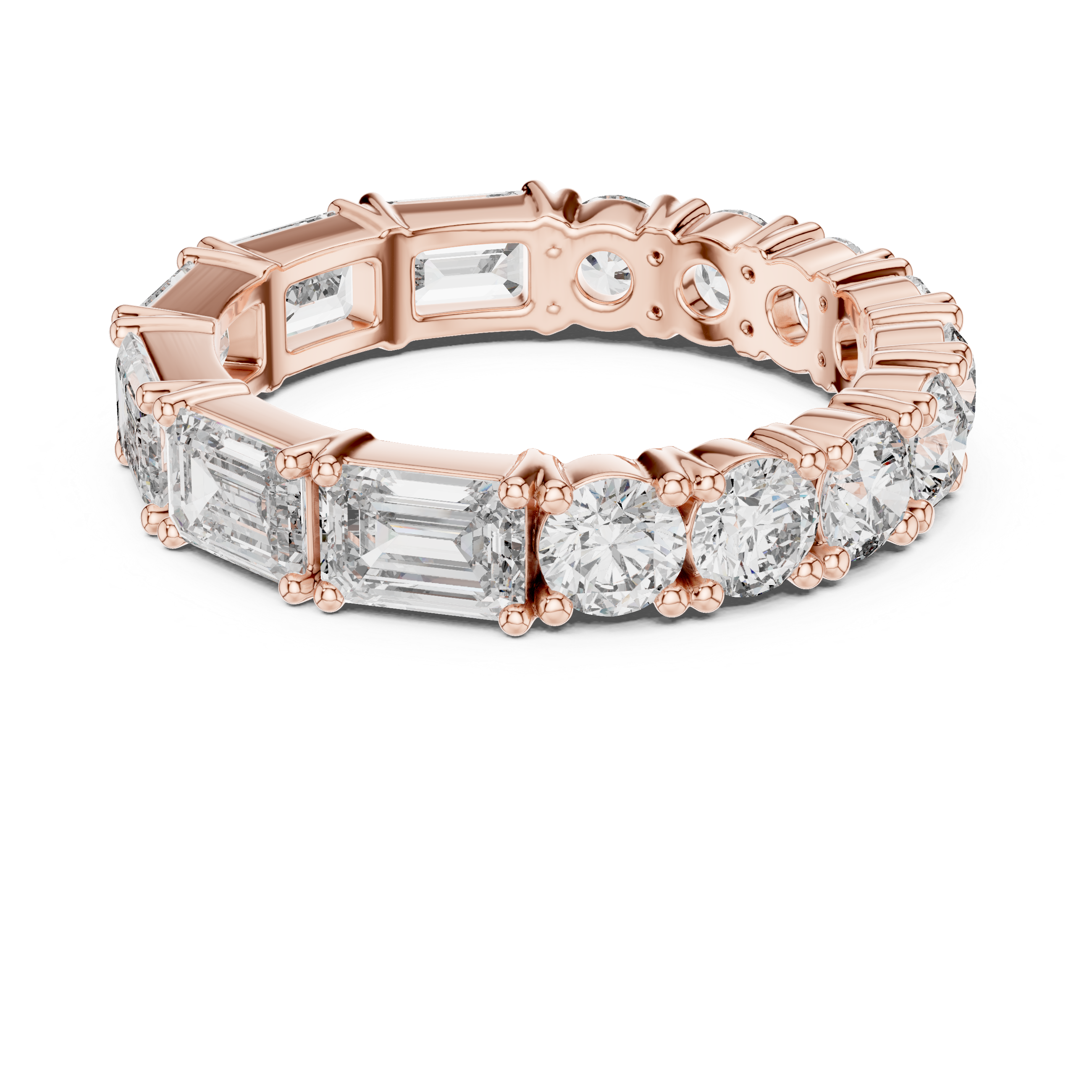 Emerald Cut & Round Brilliant Moissanite Diamond VVS1 Eternity Band