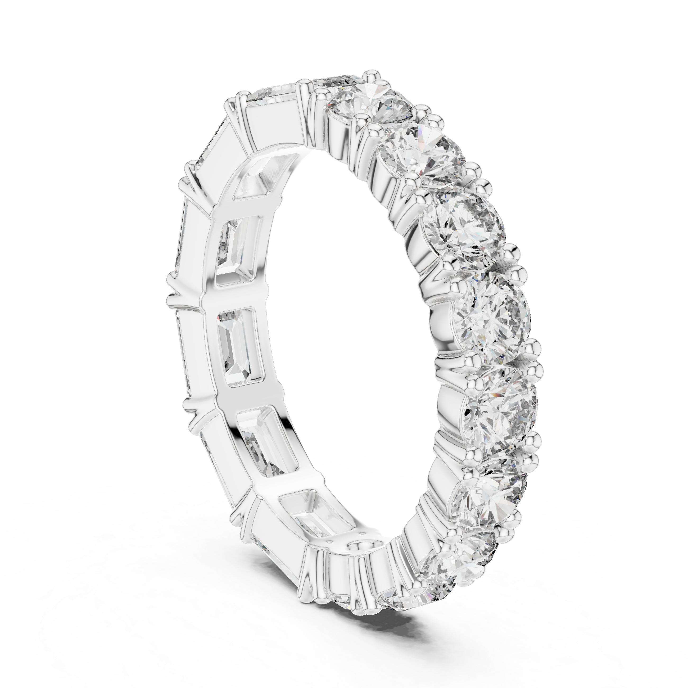 Emerald Cut & Round Brilliant Moissanite Diamond VVS1 Eternity Band