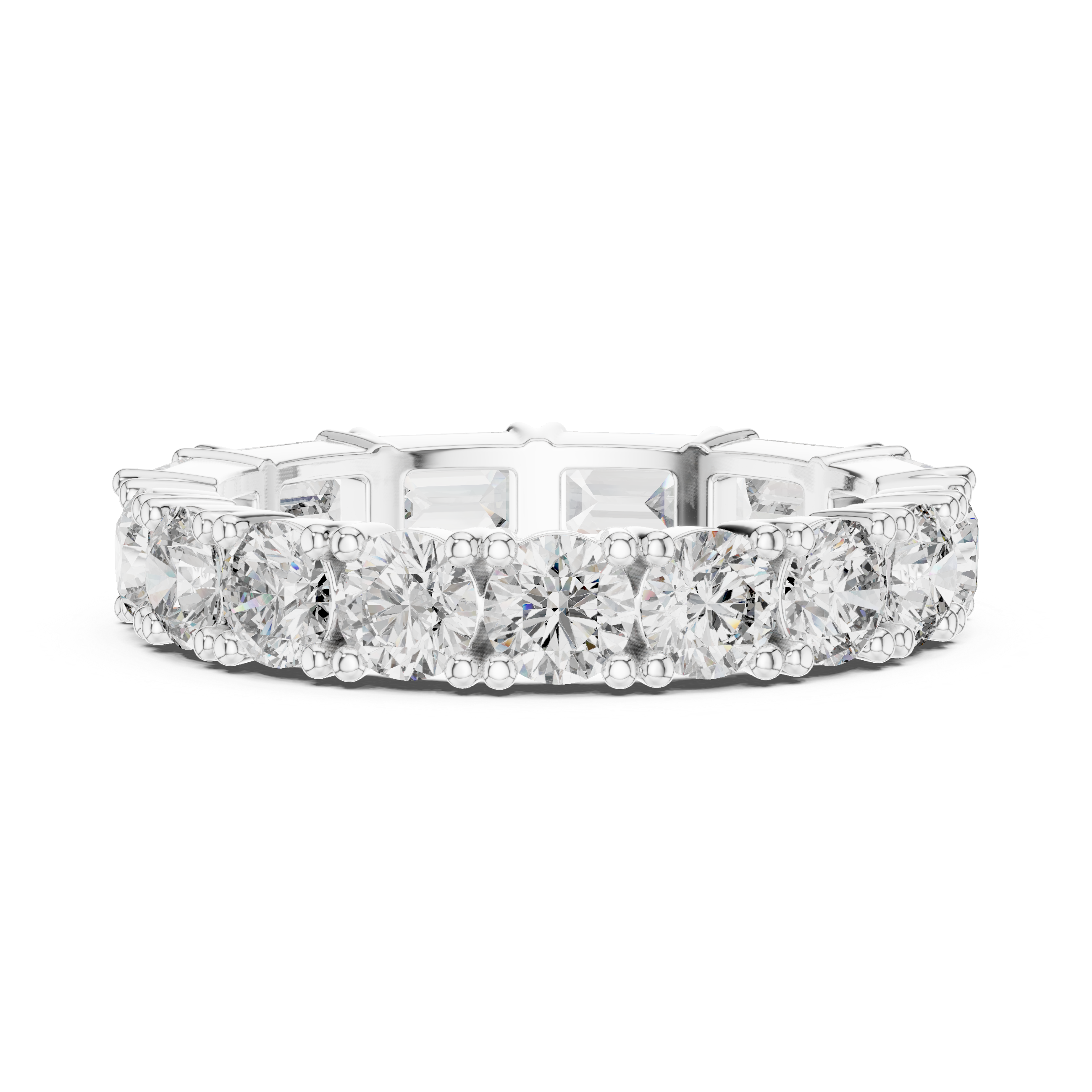 Emerald Cut & Round Brilliant Moissanite Diamond VVS1 Eternity Band