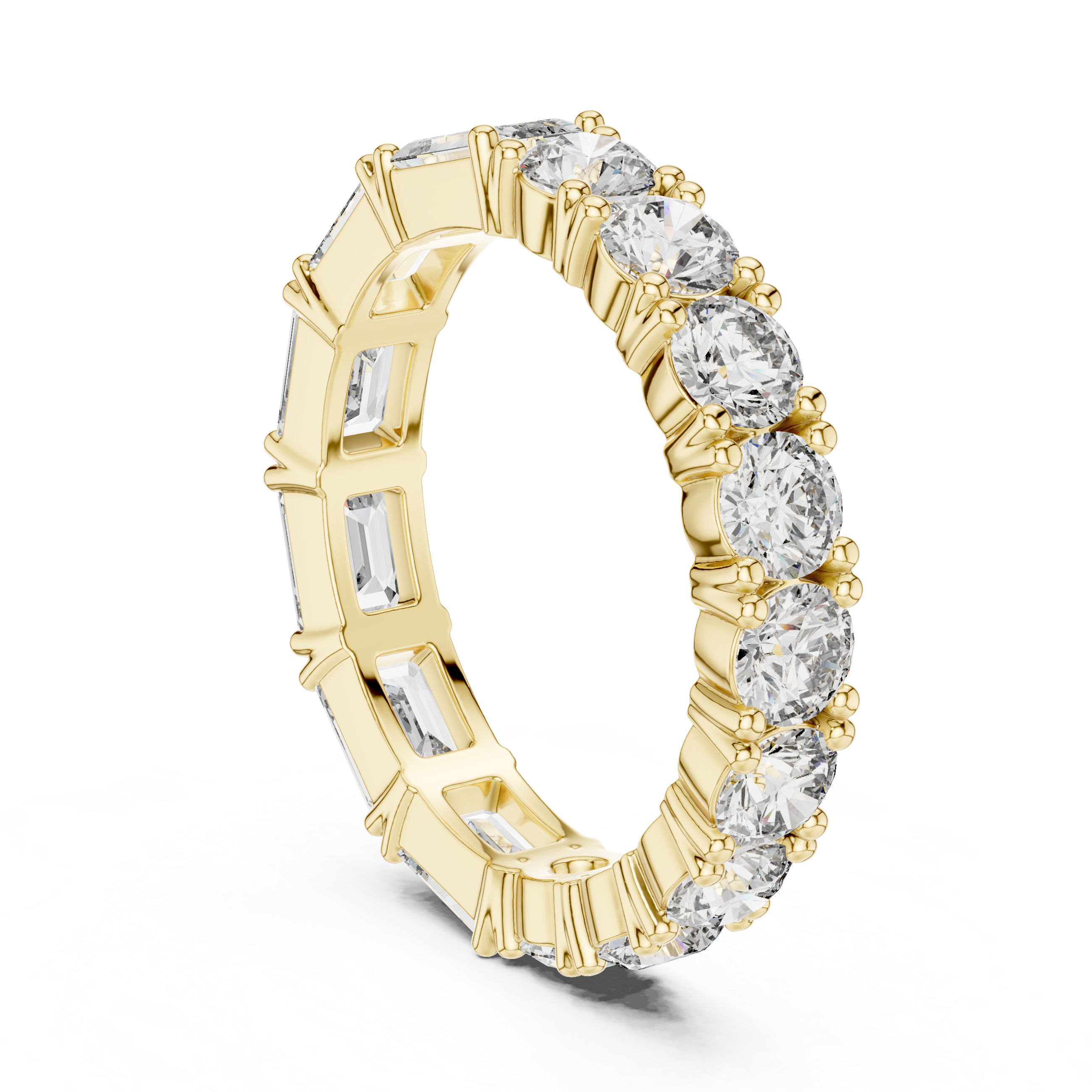 Emerald Cut & Round Brilliant Moissanite Diamond VVS1 Eternity Band