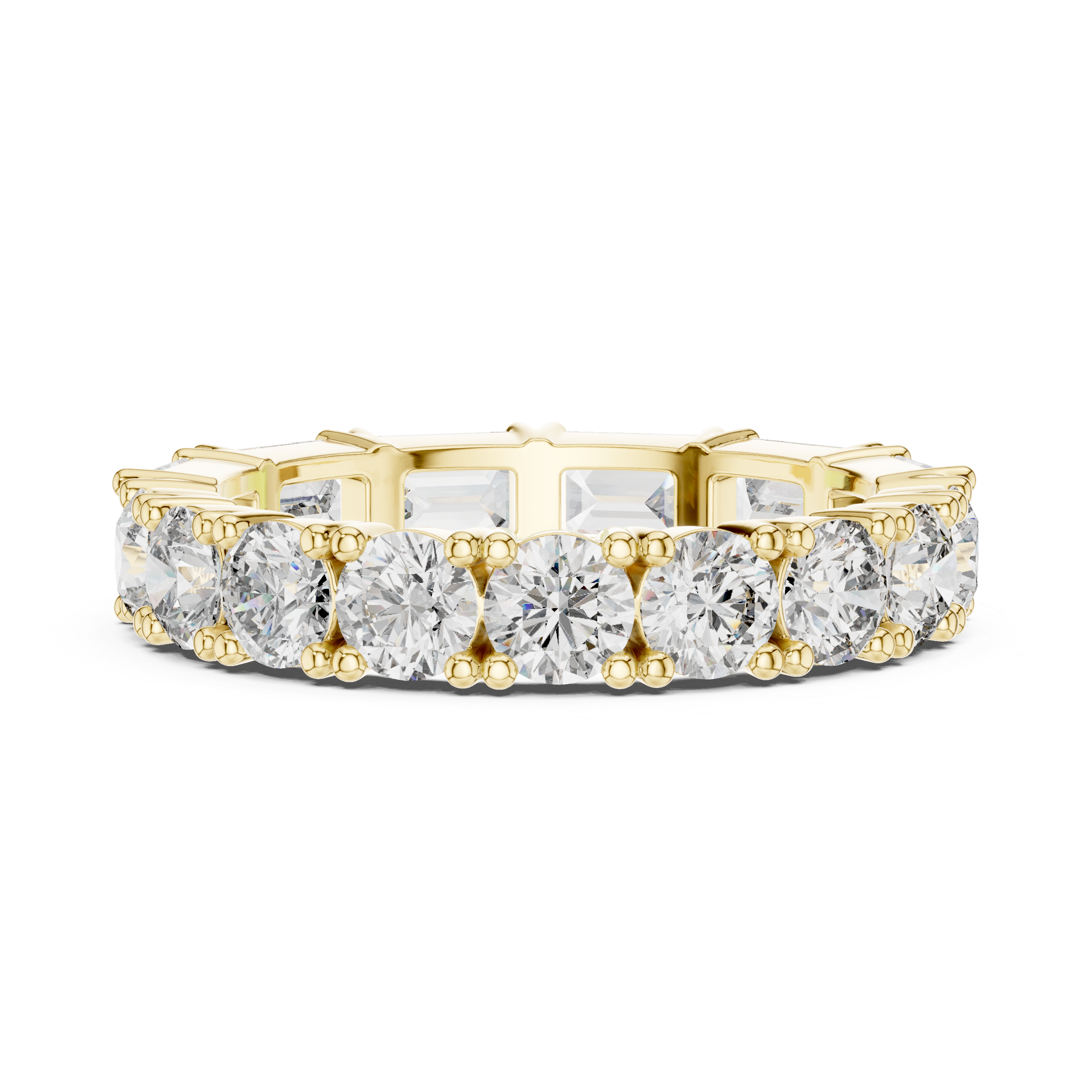 Emerald Cut & Round Brilliant Moissanite Diamond VVS1 Eternity Band