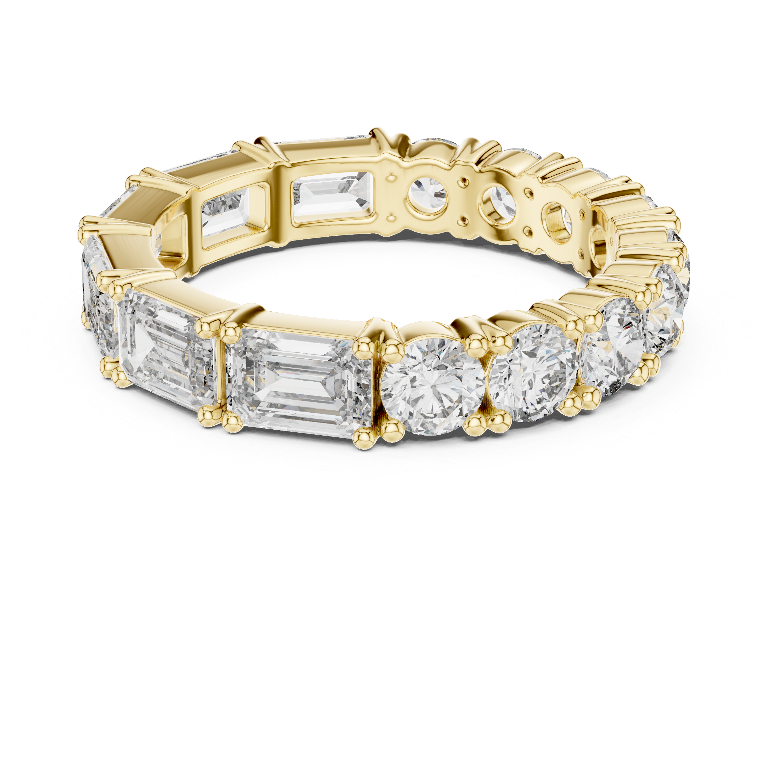 Emerald Cut & Round Brilliant Moissanite Diamond VVS1 Eternity Band