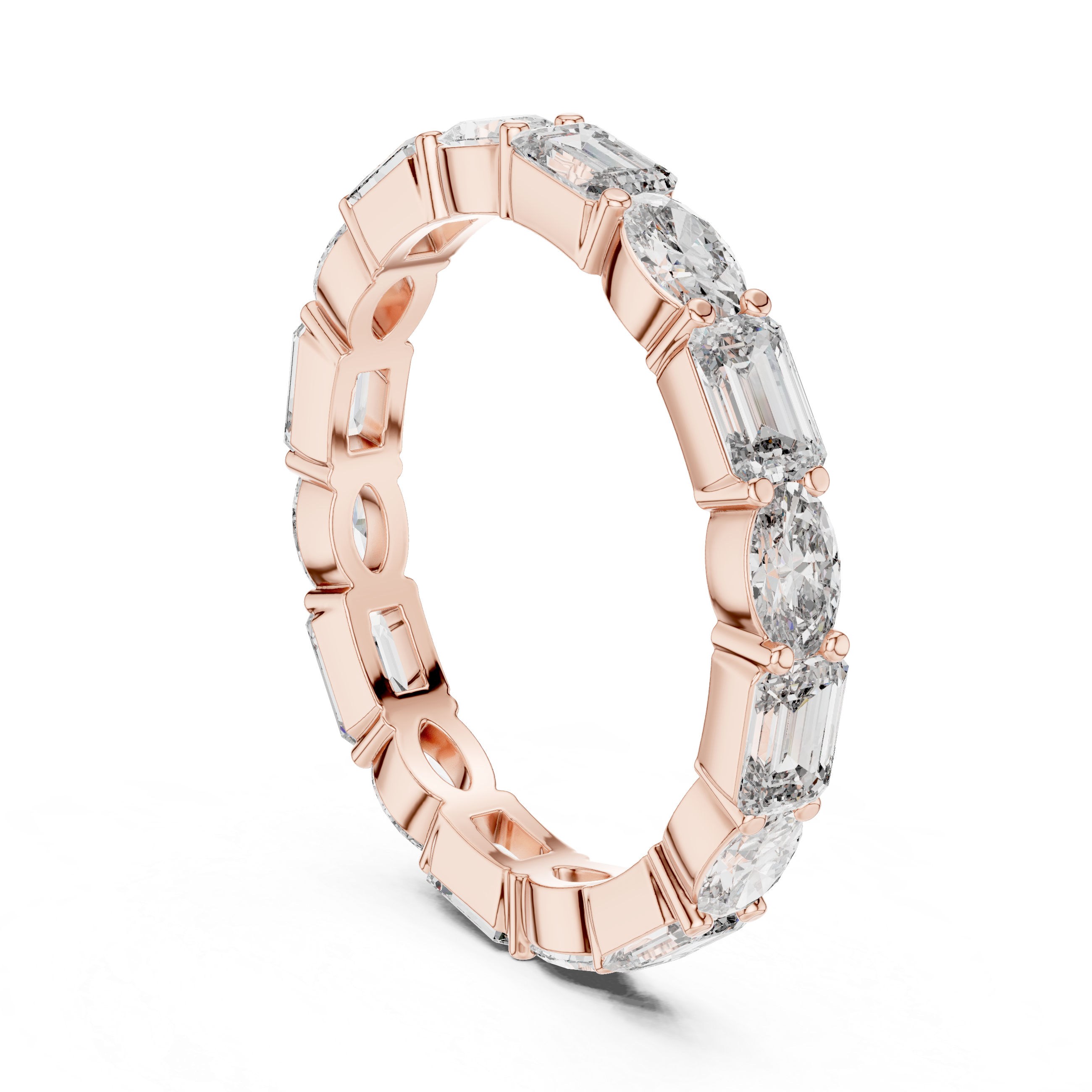 Oval & Emerald Moissanite Diamond VVS1 Eternity Wedding Band