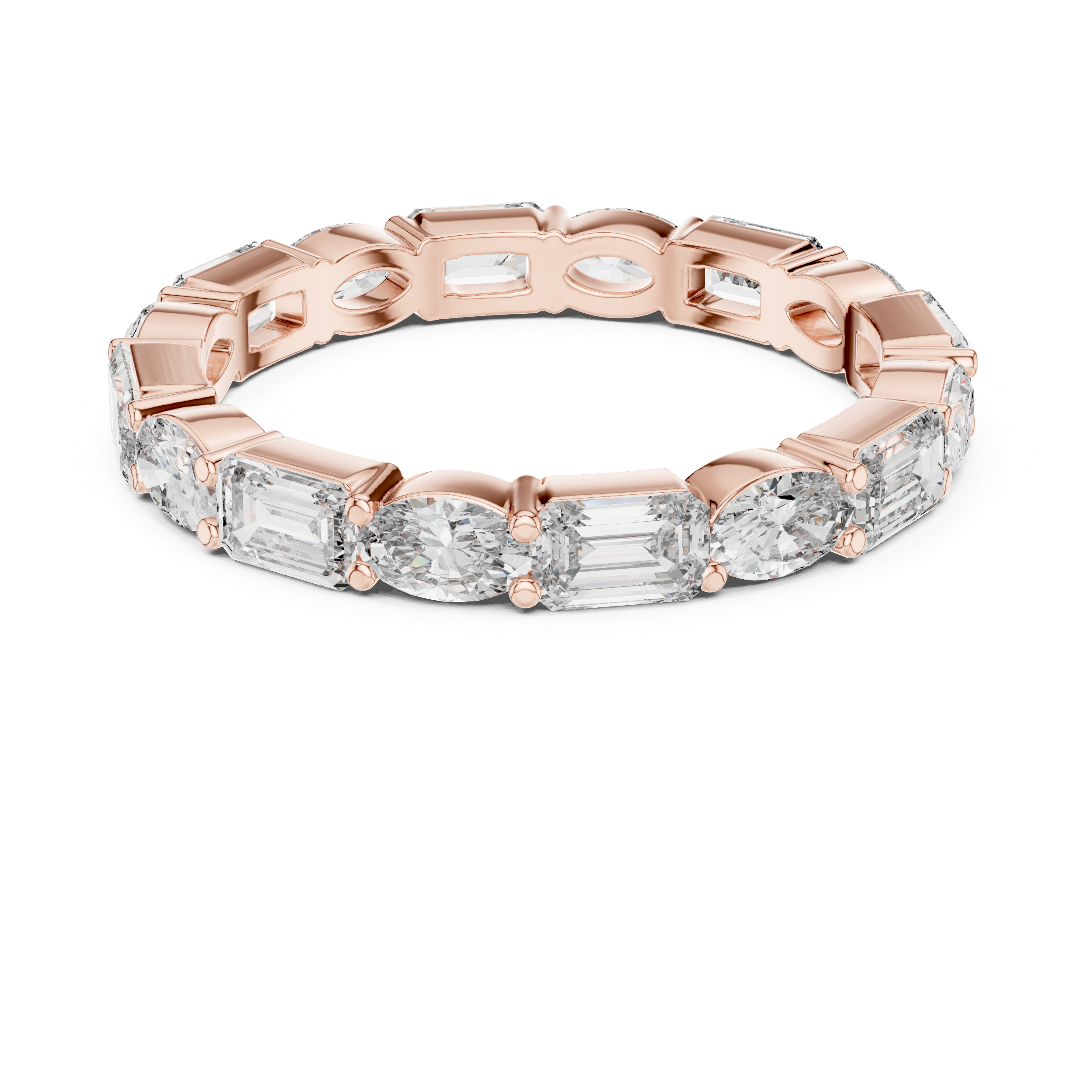 Oval & Emerald Moissanite Diamond VVS1 Eternity Wedding Band