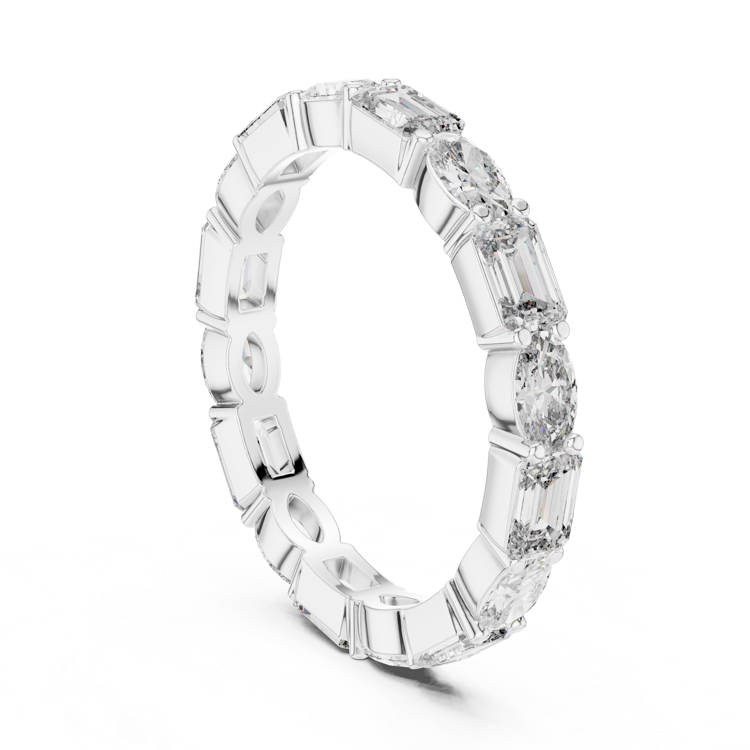 Oval & Emerald Moissanite Diamond VVS1 Eternity Wedding Band