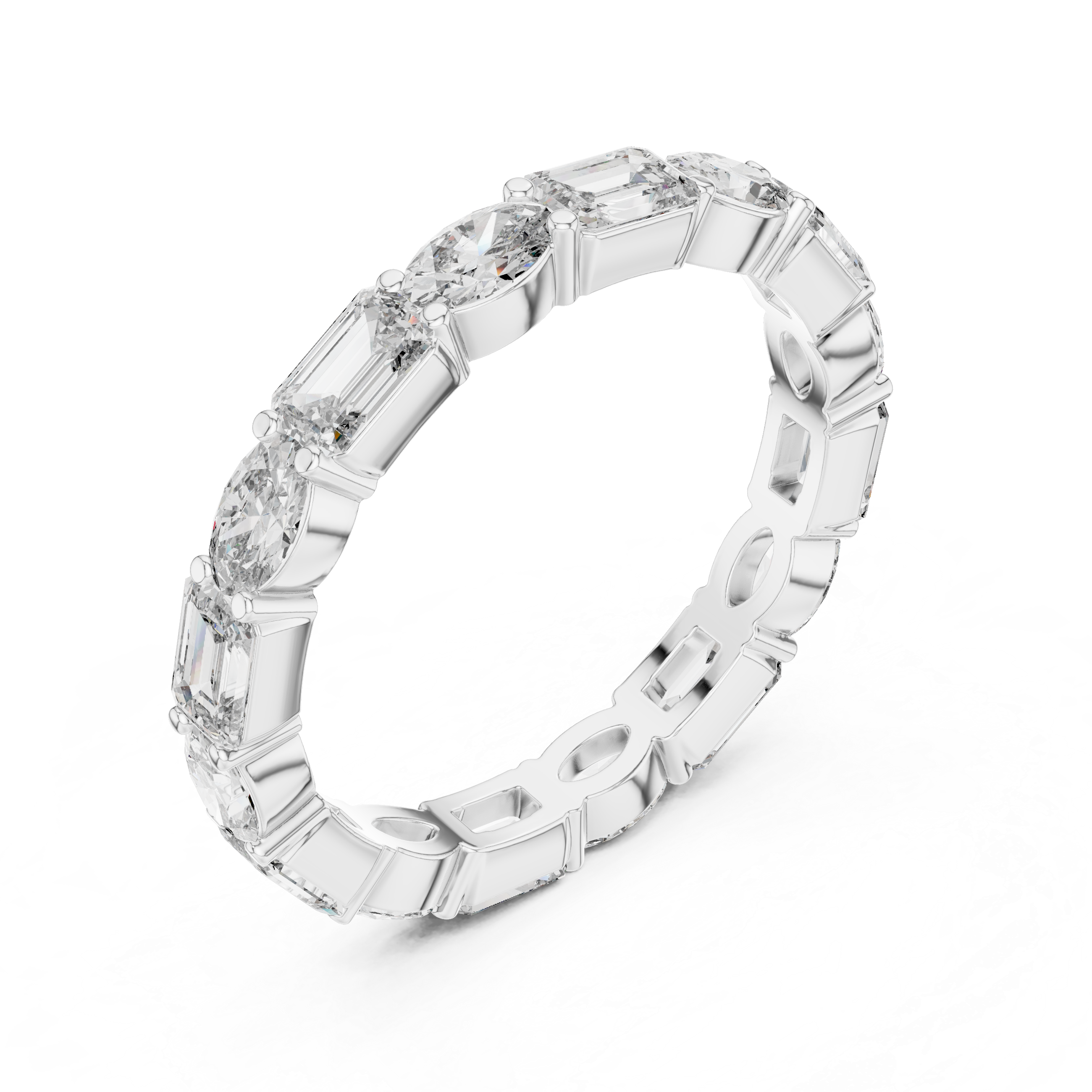 Oval & Emerald Moissanite Diamond VVS1 Eternity Wedding Band