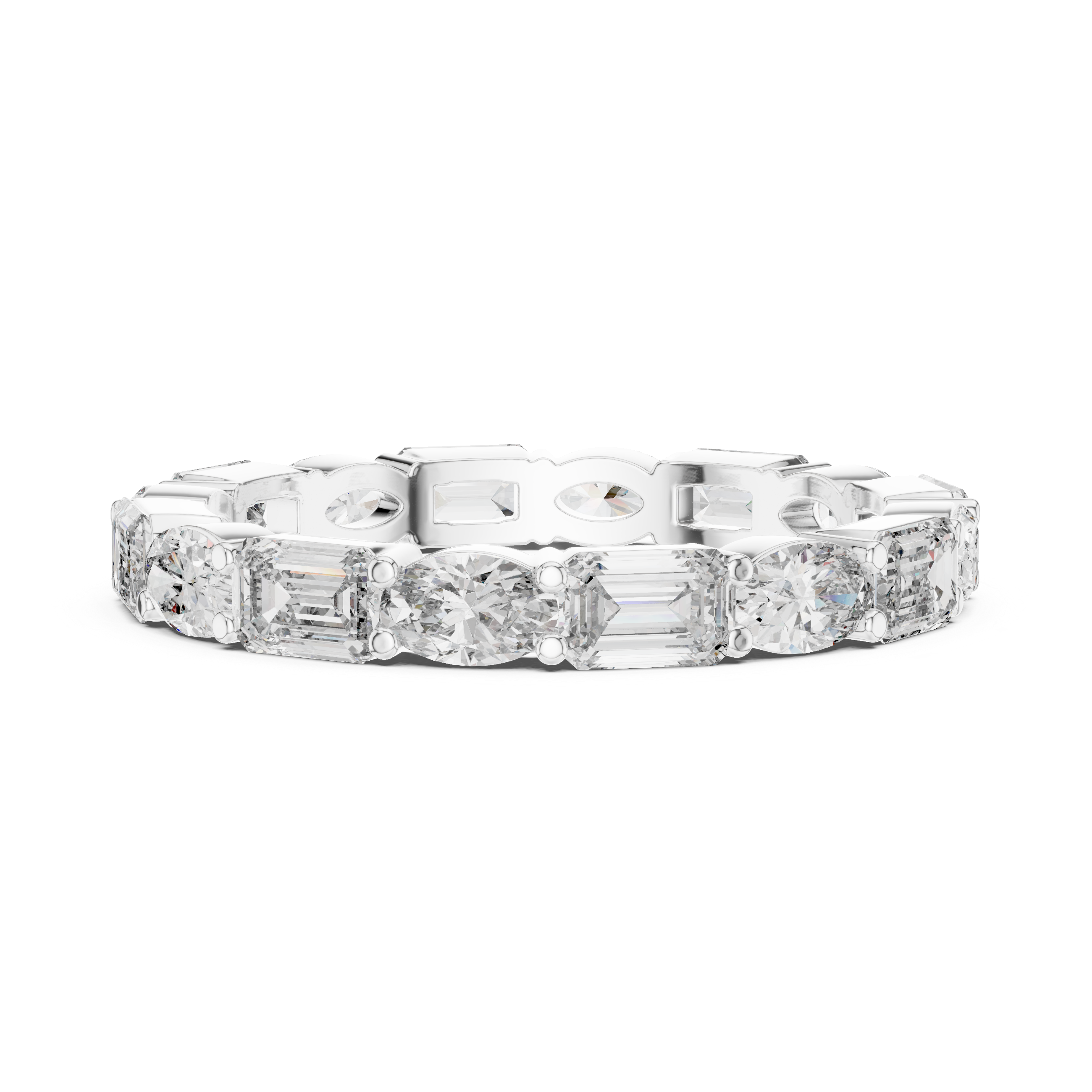 Oval & Emerald Moissanite Diamond VVS1 Eternity Wedding Band