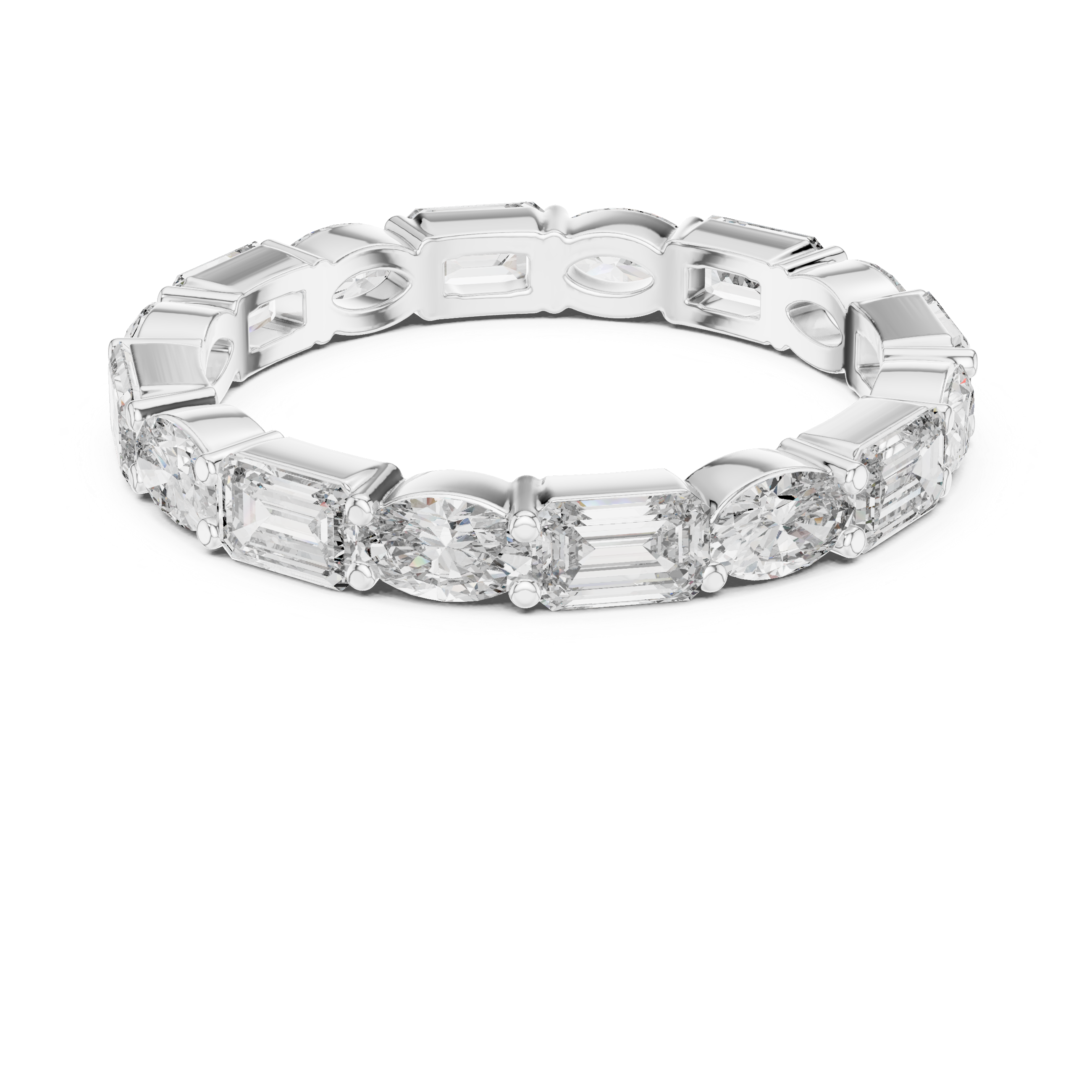 Oval & Emerald Moissanite Diamond VVS1 Eternity Wedding Band