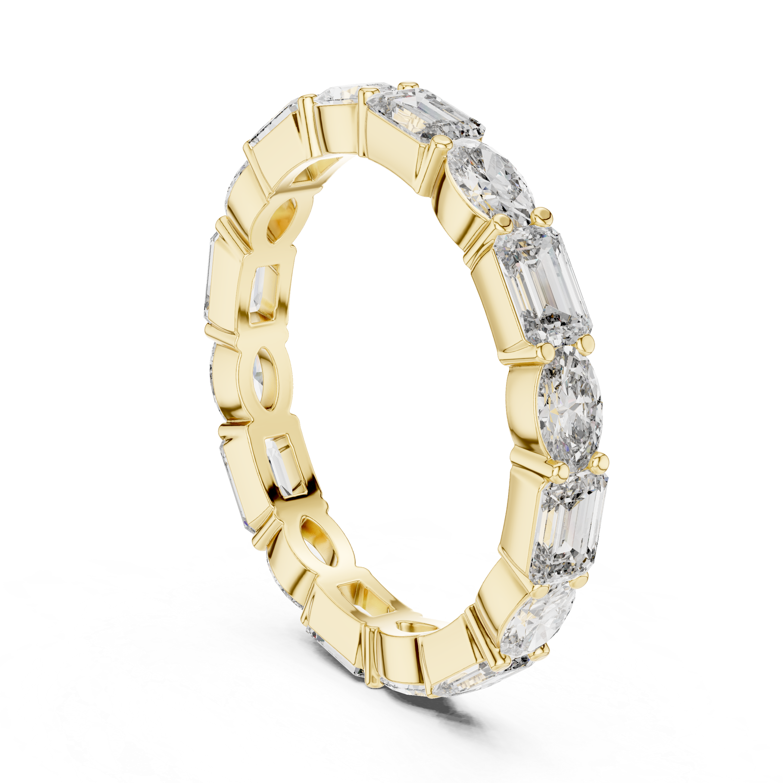 Oval & Emerald Moissanite Diamond VVS1 Eternity Wedding Band