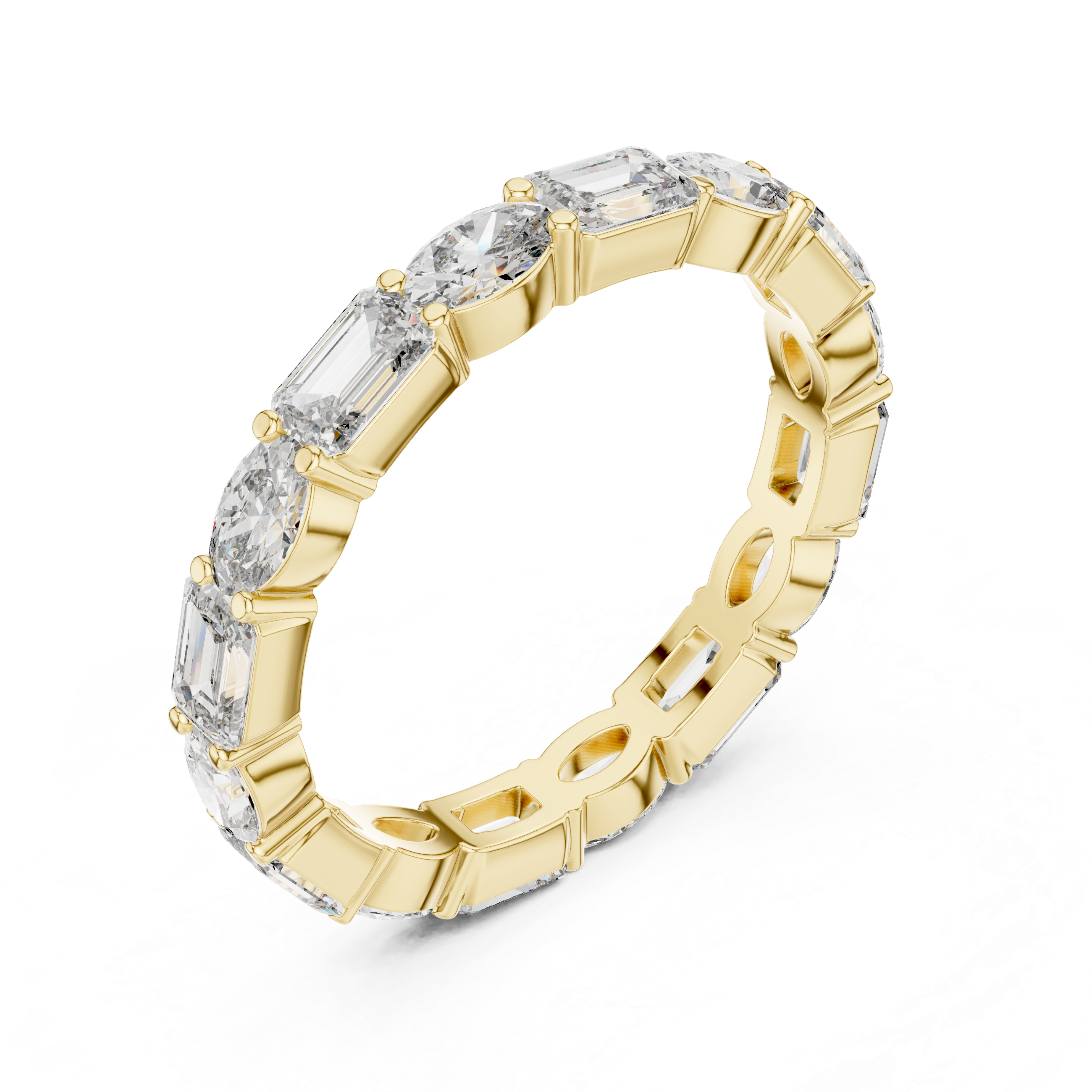 Oval & Emerald Moissanite Diamond VVS1 Eternity Wedding Band