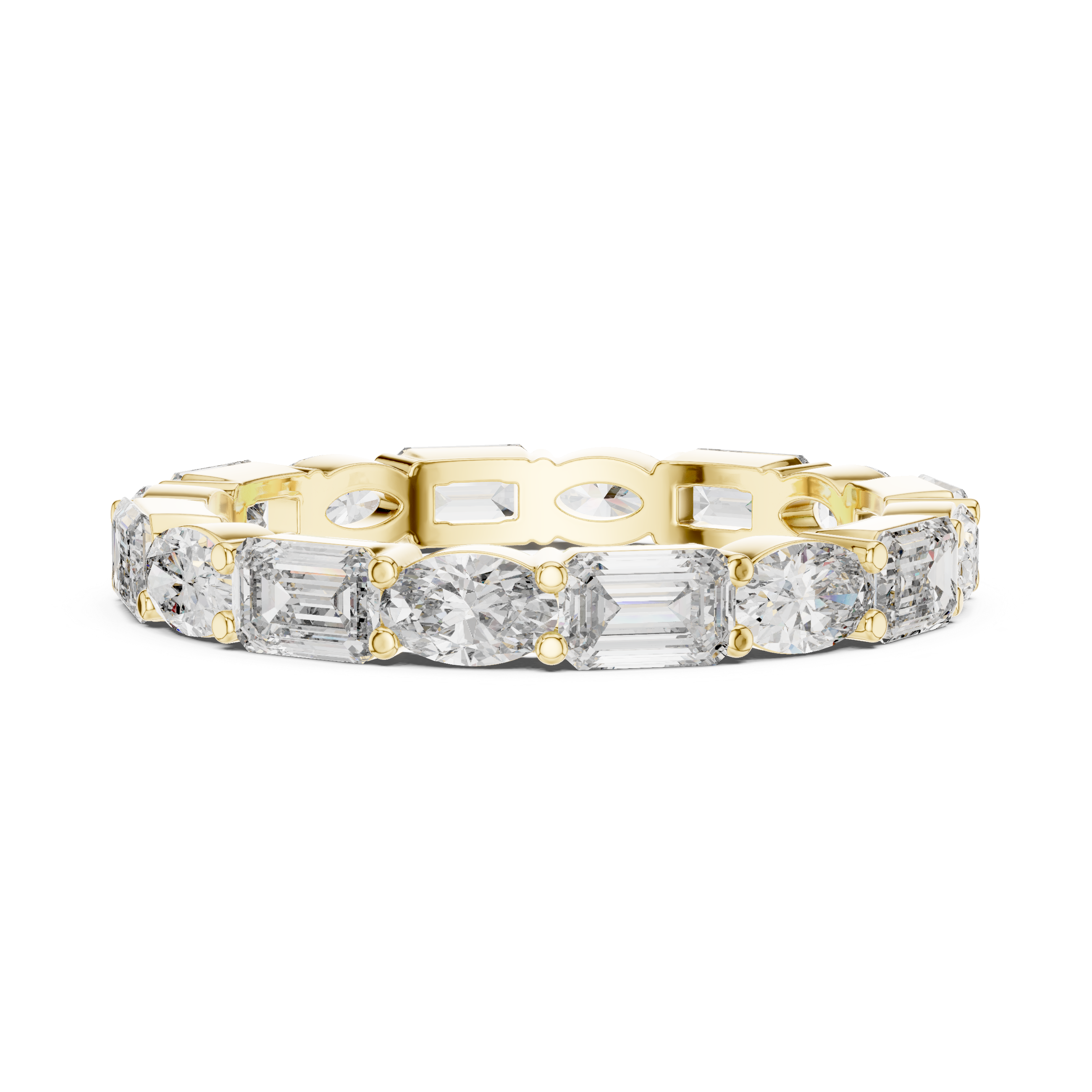 Oval & Emerald Moissanite Diamond VVS1 Eternity Wedding Band