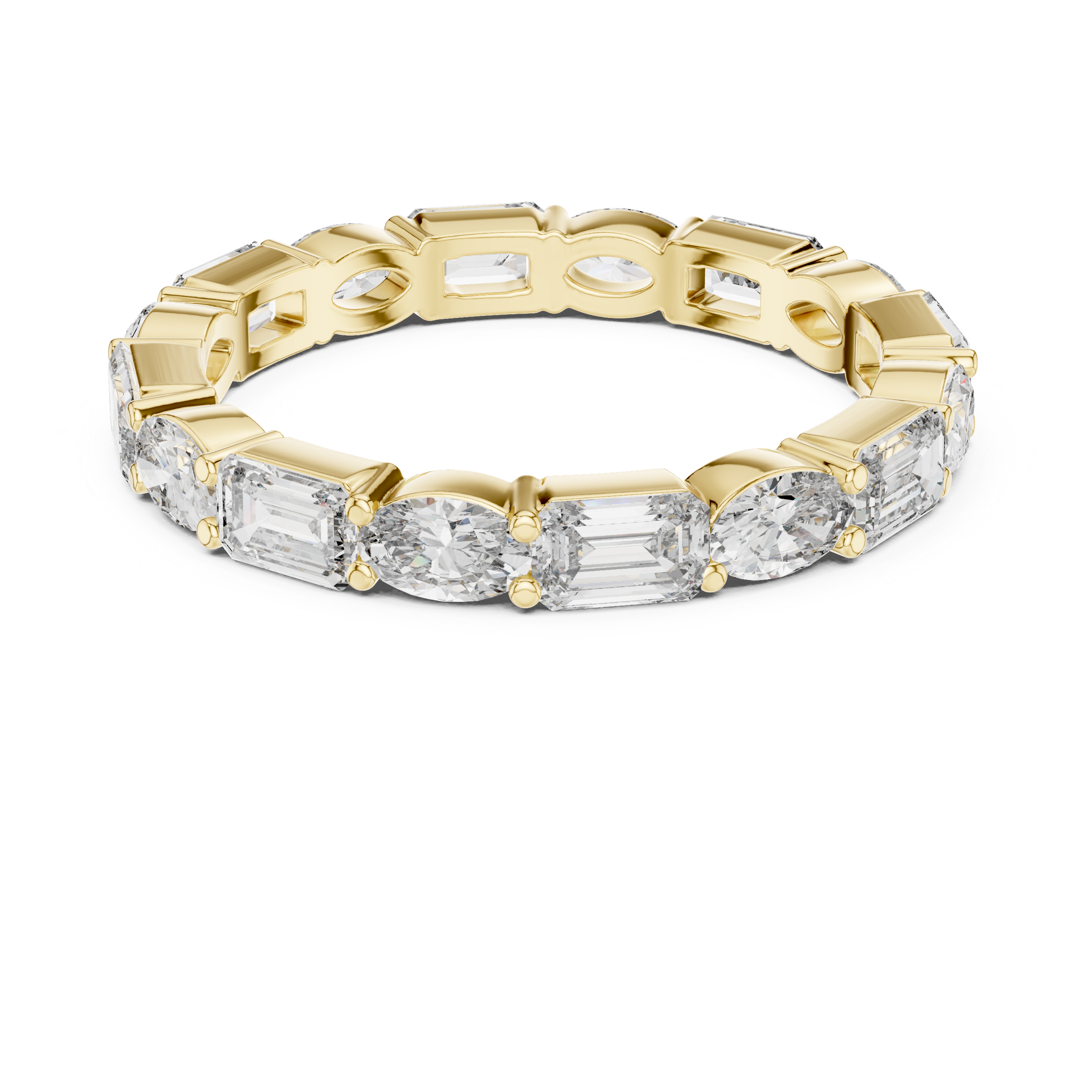 Oval & Emerald Moissanite Diamond VVS1 Eternity Wedding Band
