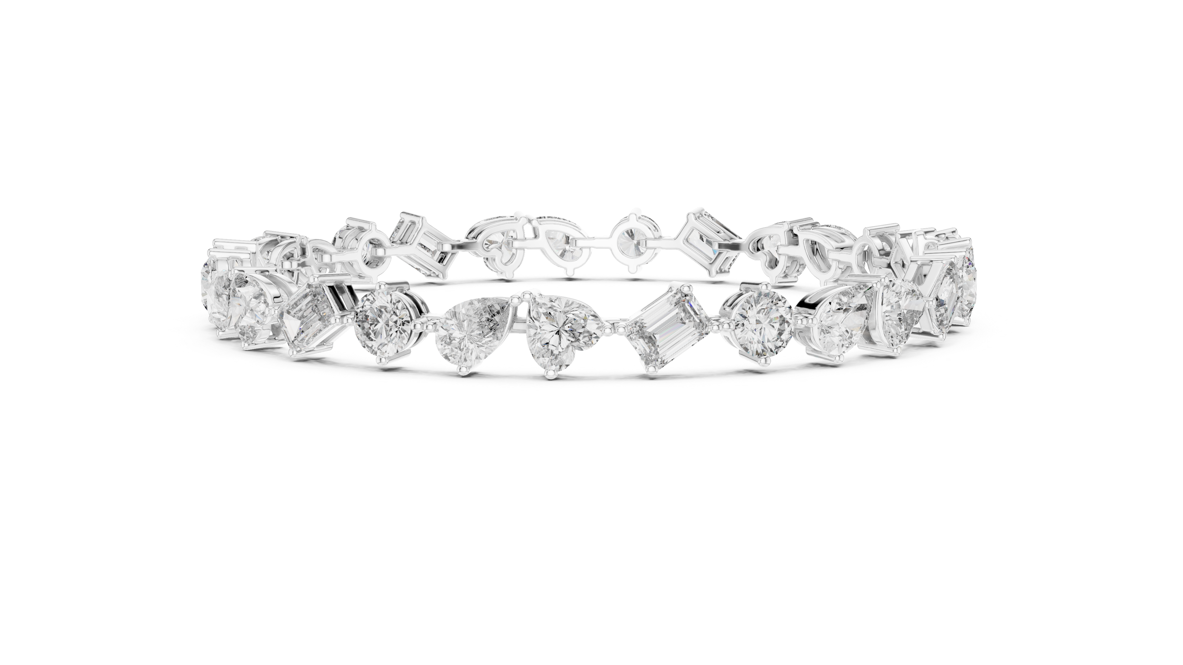 Rose Gold Multi-Cut Moissanite Tennis Bracelet Luxe Mixed Shape Diamond Sparkle