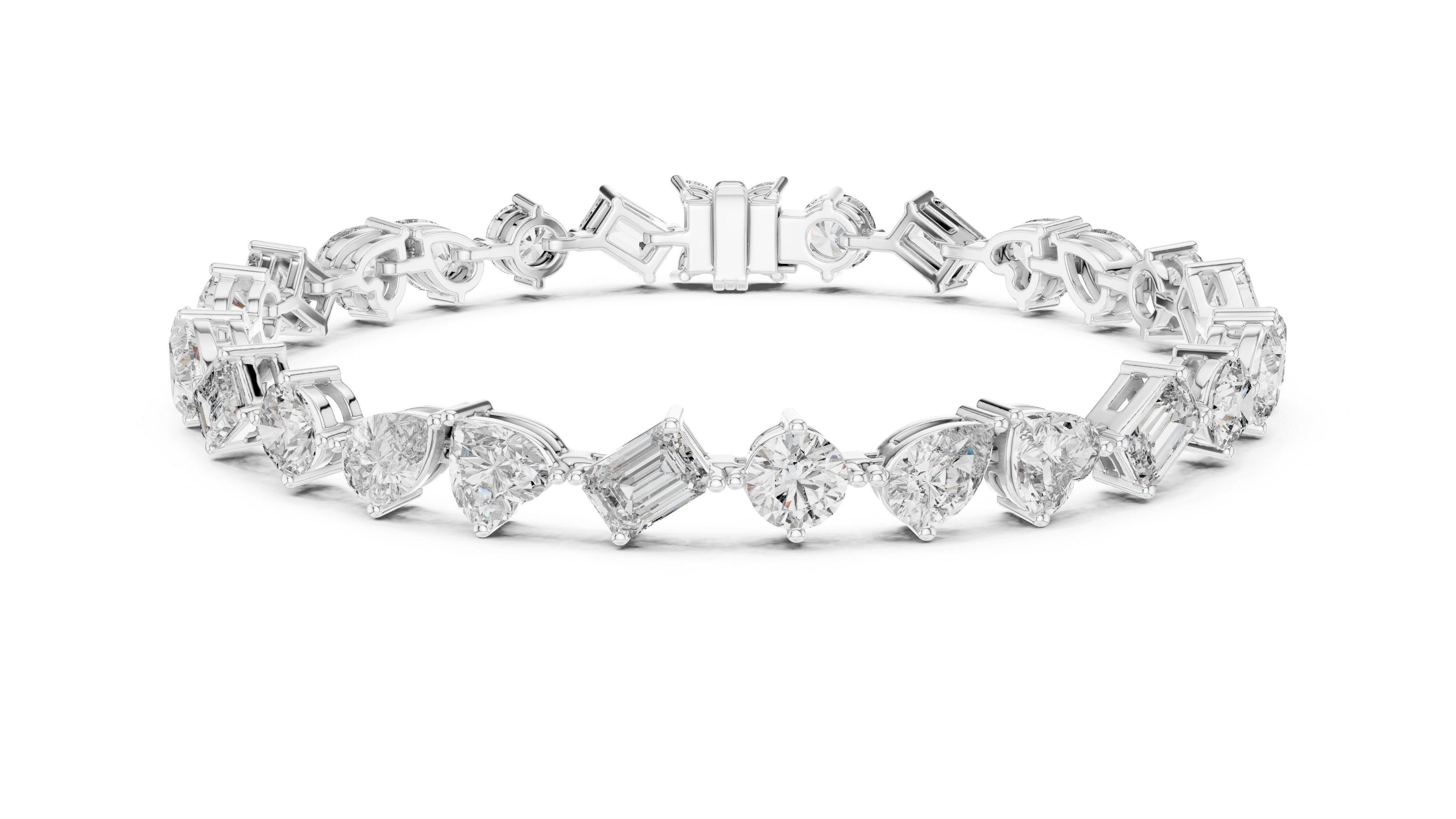 Rose Gold Multi-Cut Moissanite Tennis Bracelet Luxe Mixed Shape Diamond Sparkle