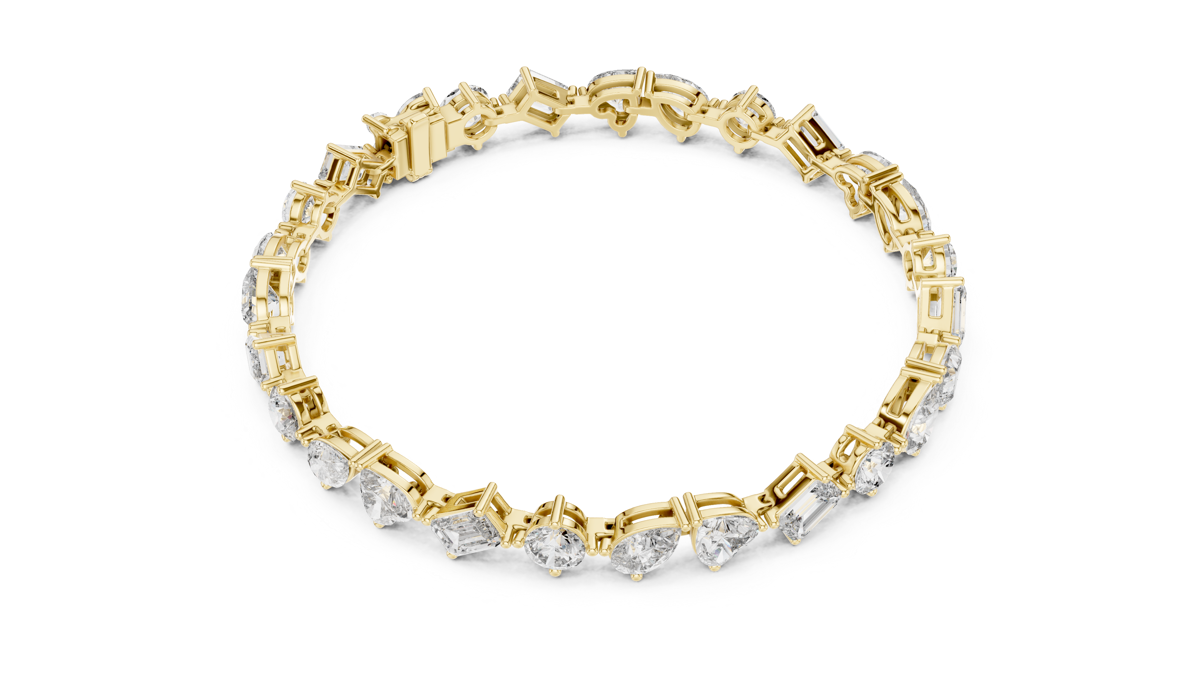 Rose Gold Multi-Cut Moissanite Tennis Bracelet Luxe Mixed Shape Diamond Sparkle