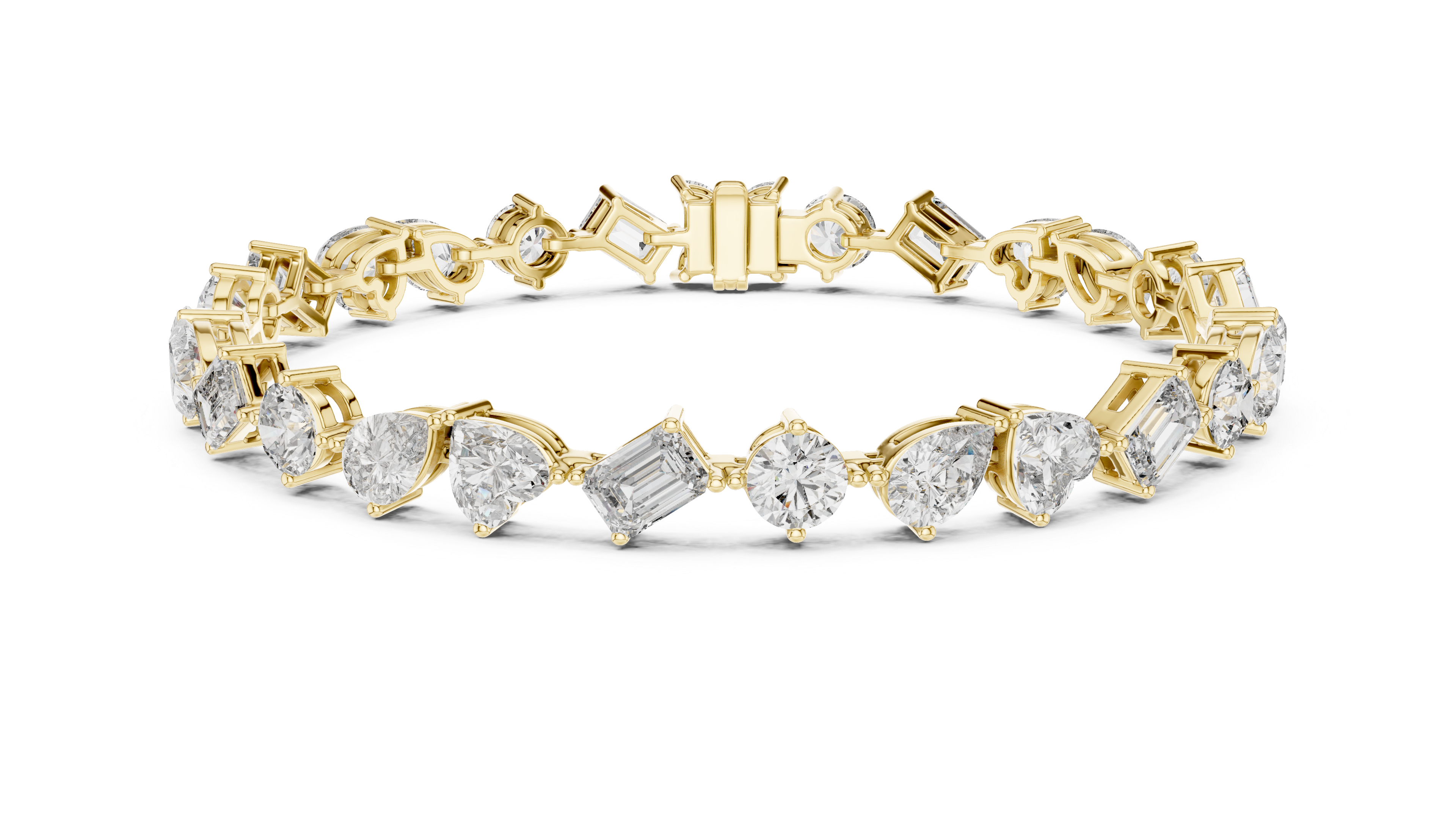 Rose Gold Multi-Cut Moissanite Tennis Bracelet Luxe Mixed Shape Diamond Sparkle