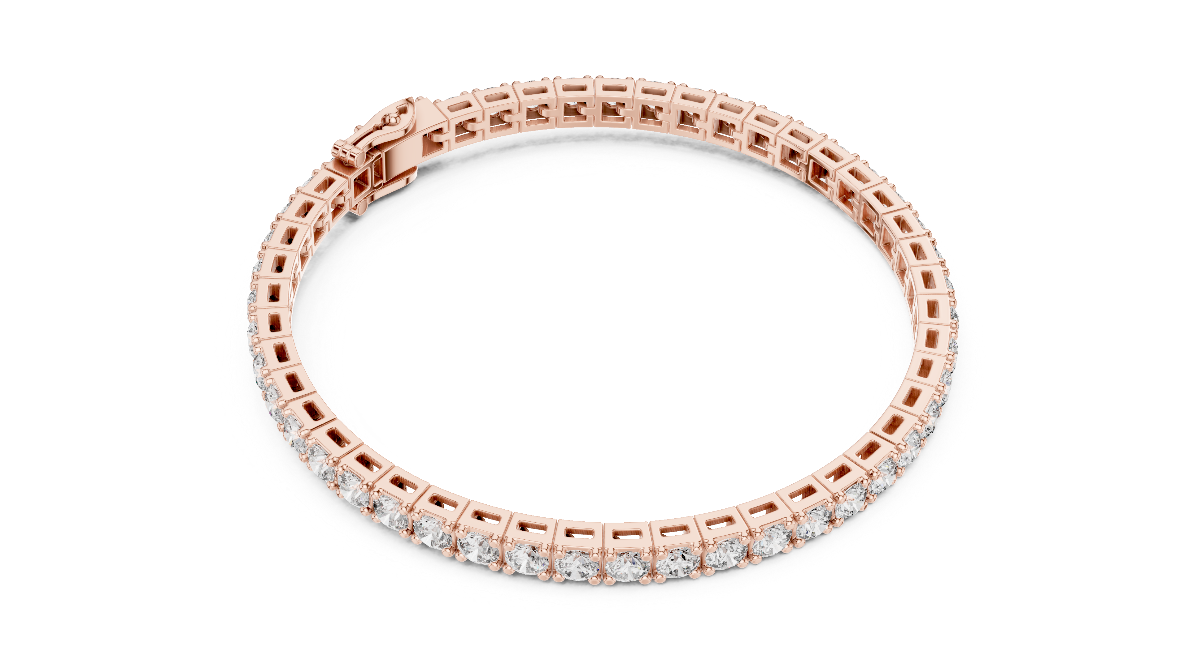 Rose Gold Slim Moissanite Tennis Bracelet – Minimal Round-Cut Diamond Shine