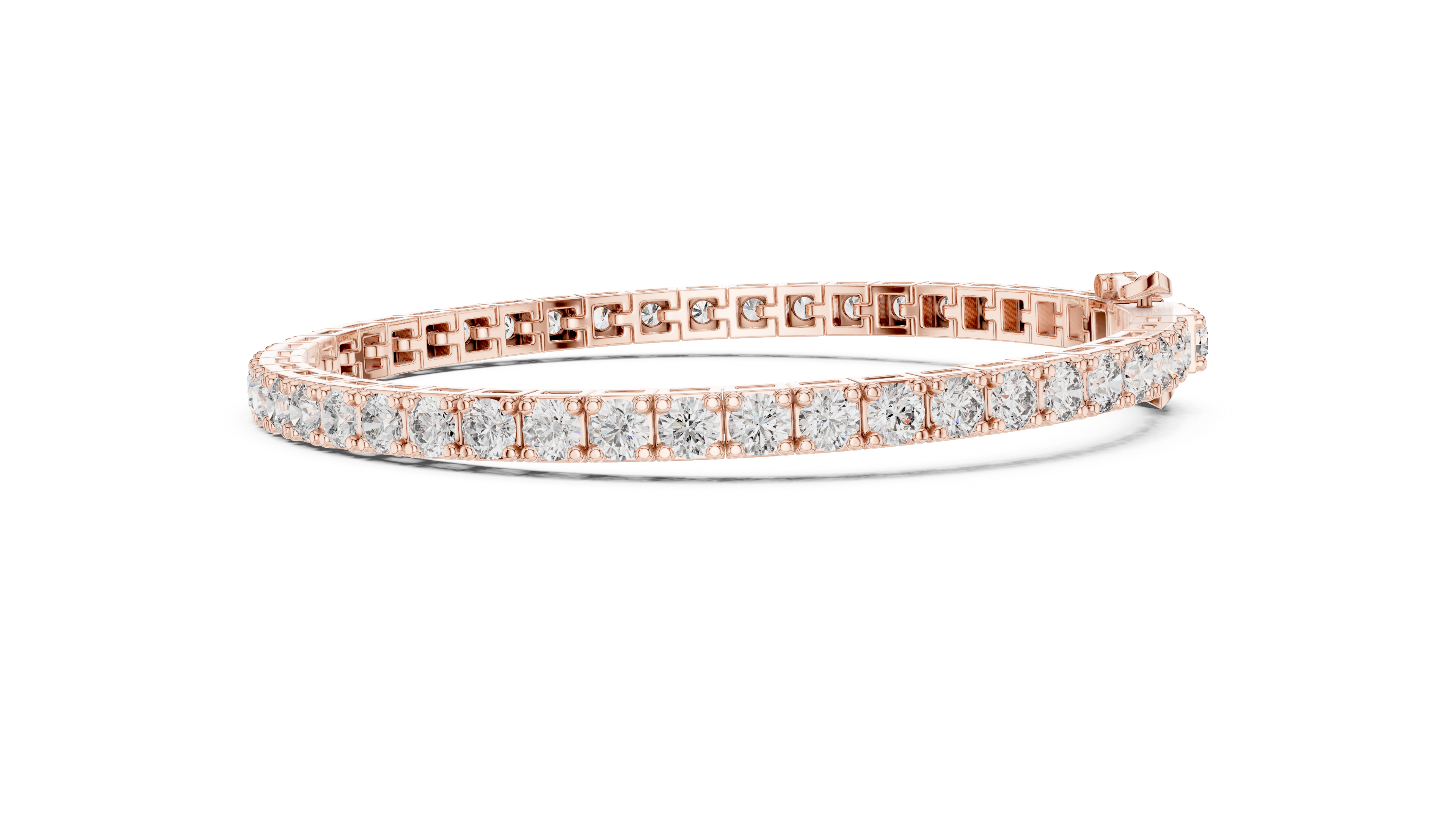 Rose Gold Slim Moissanite Tennis Bracelet – Minimal Round-Cut Diamond Shine