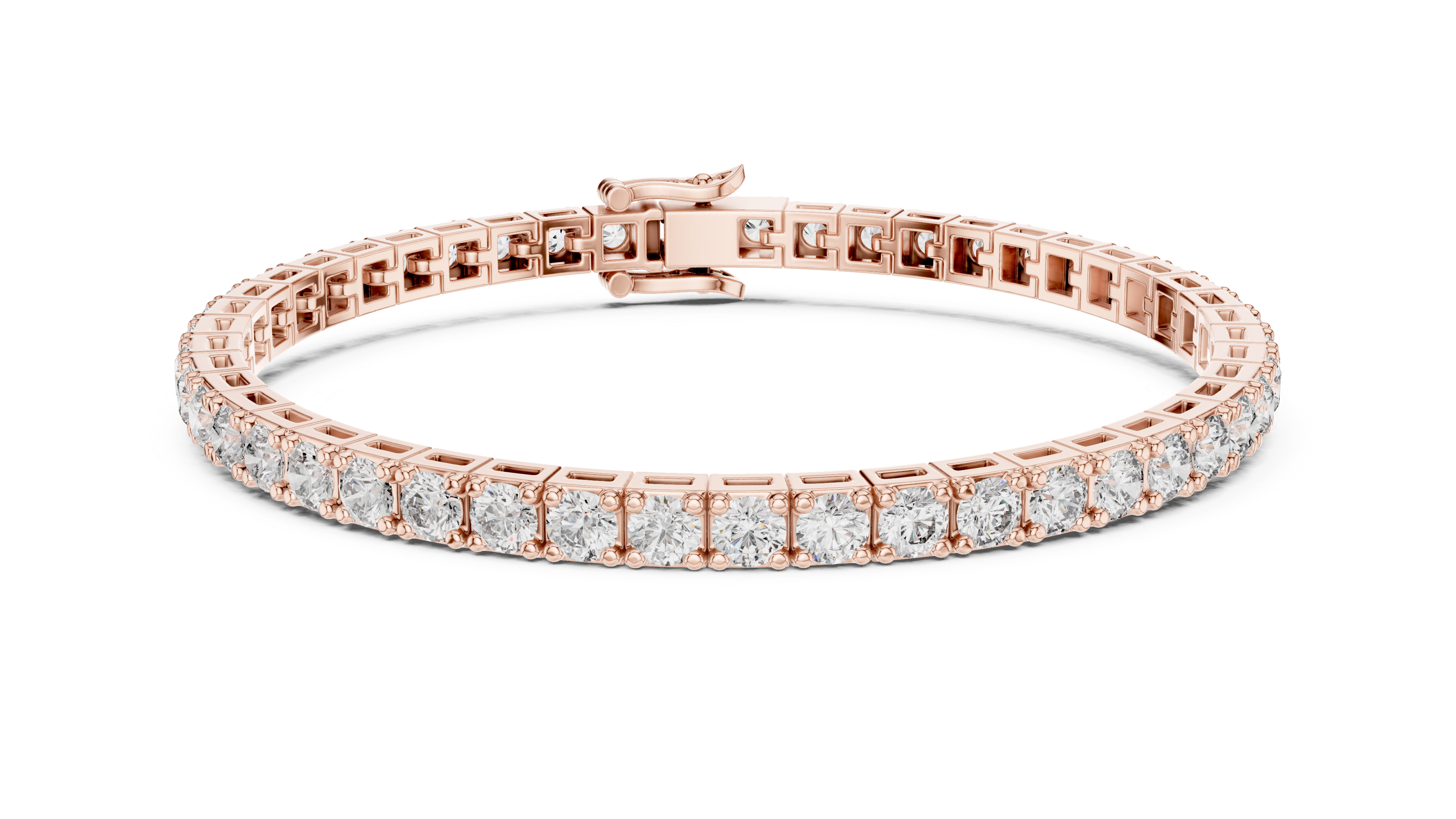 Rose Gold Slim Moissanite Tennis Bracelet – Minimal Round-Cut Diamond Shine