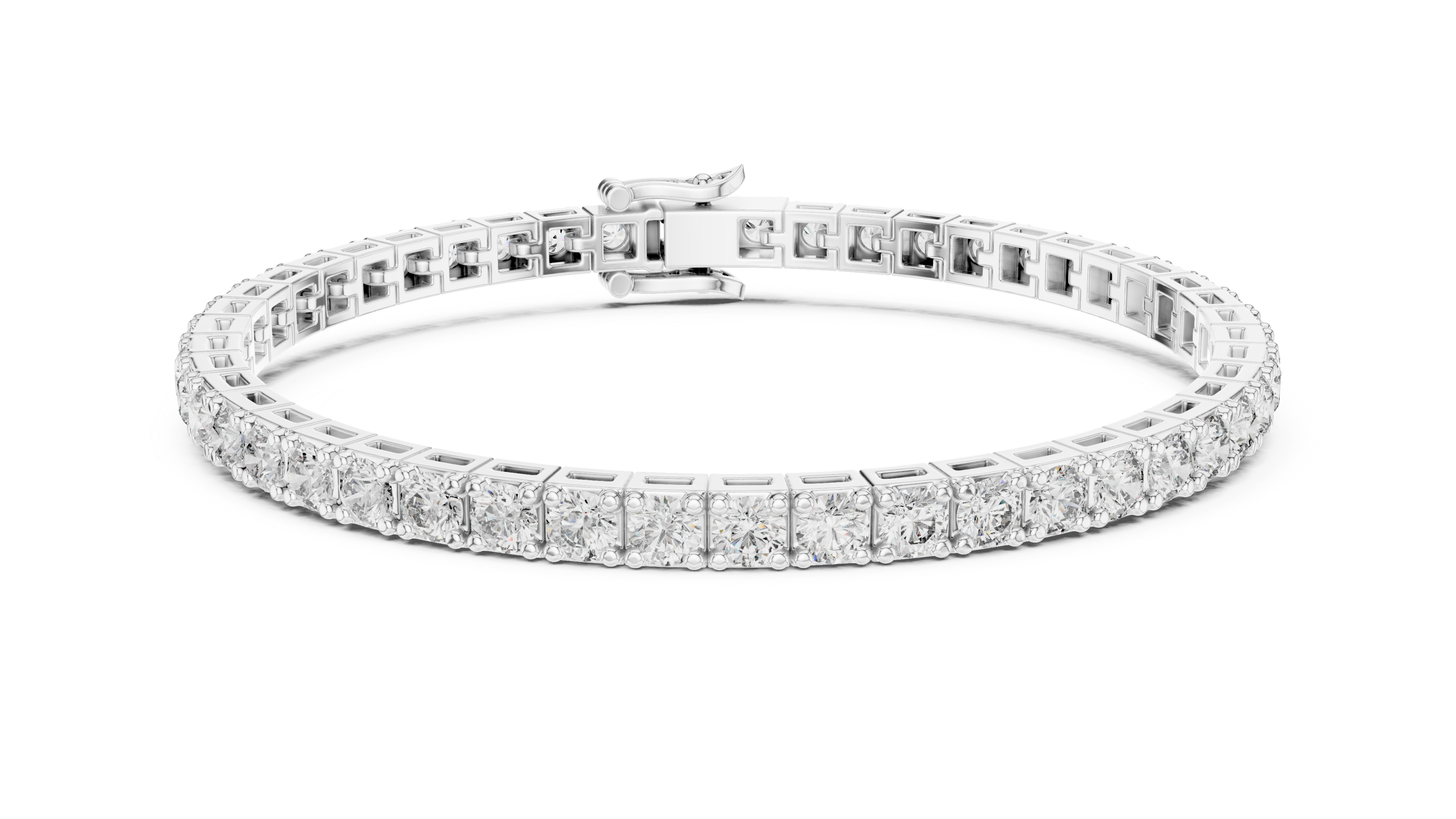 Rose Gold Slim Moissanite Tennis Bracelet – Minimal Round-Cut Diamond Shine