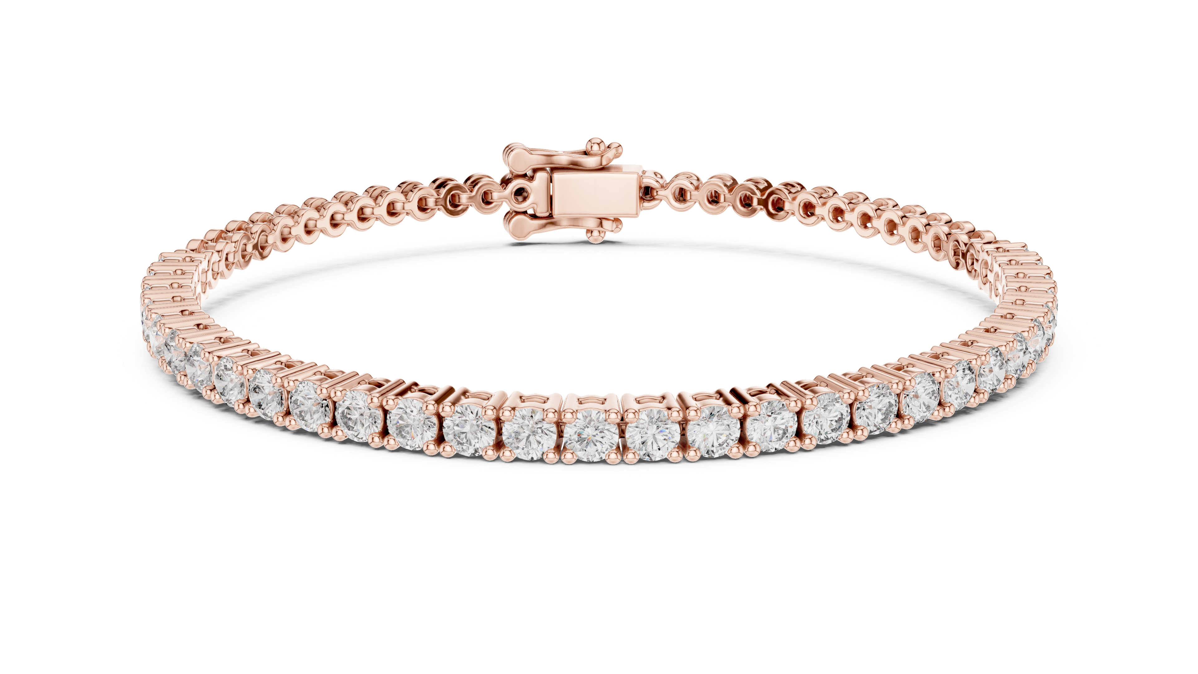 Rose Gold Moissanite Tennis Bracelet – slim Round-Cut Diamond Sparkle